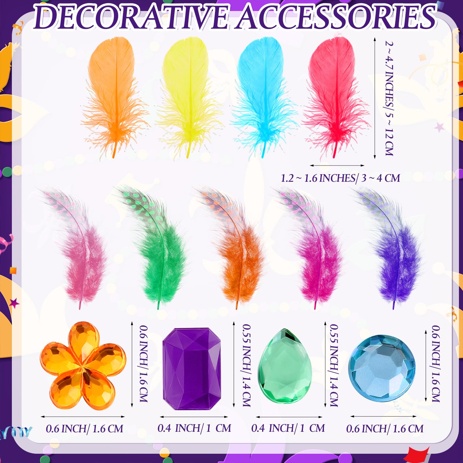 DIY Mardi Gras Mask Decorating Kit - Blank Paper Masks with Paint, Feathers, Acrylic Gems for Costume Party & Carnival Celebrations