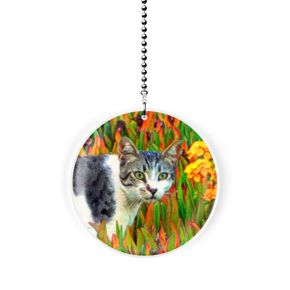 Hand-Painted Iris Cat Fan Pull - Vintage Style Ceiling Fan Light Switch - Perfect for Home Decor & Boho Bedroom Aesthetics
