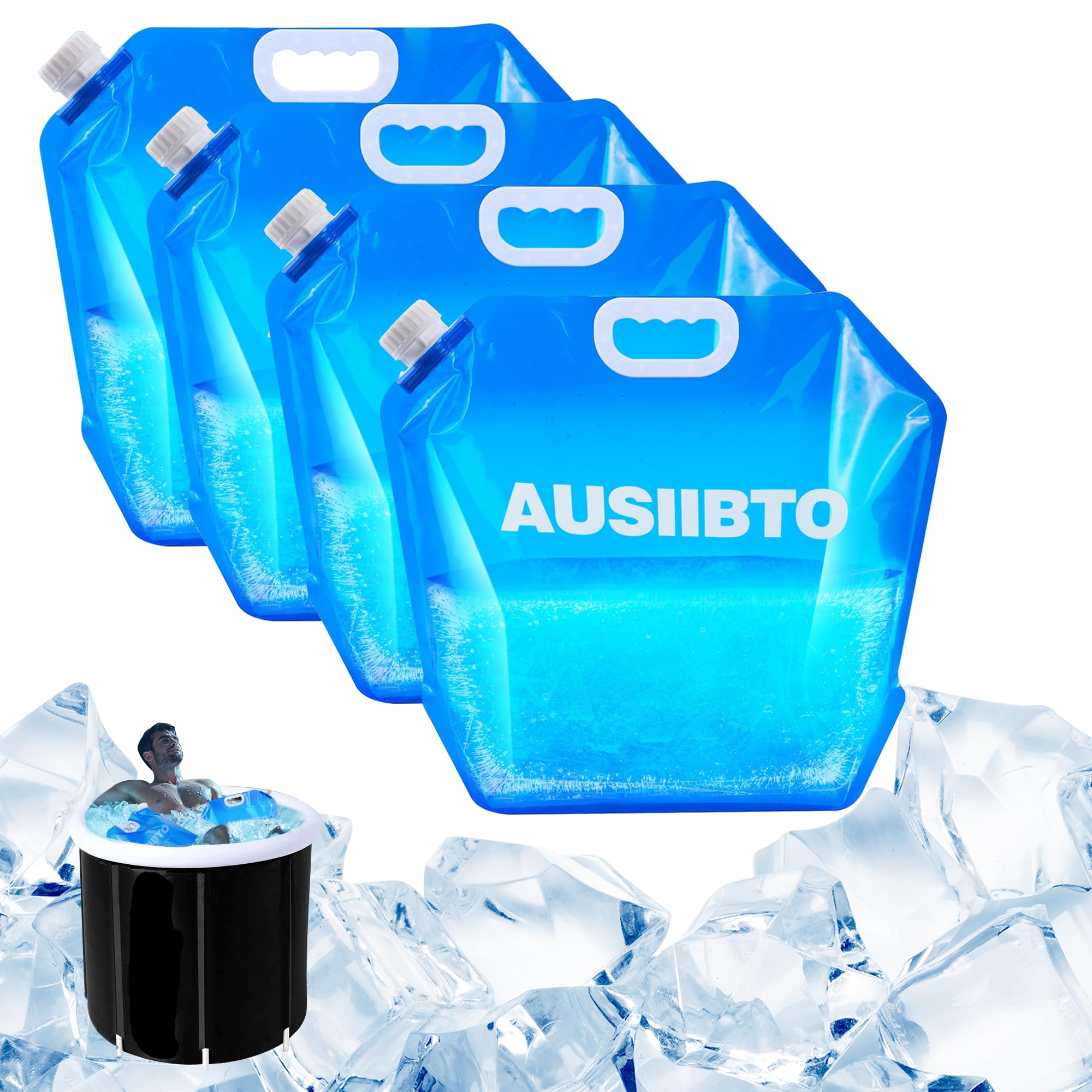 4 Pack 10L Ice Bath Bags for Cold Plunge Therapy - Portable Freezer Water Bathtub Bags for Athletes, Post-Workout Recovery & Muscle Pain Relief - Perfect for Home Gym, Sports Training & Physical Therapy (Model B)