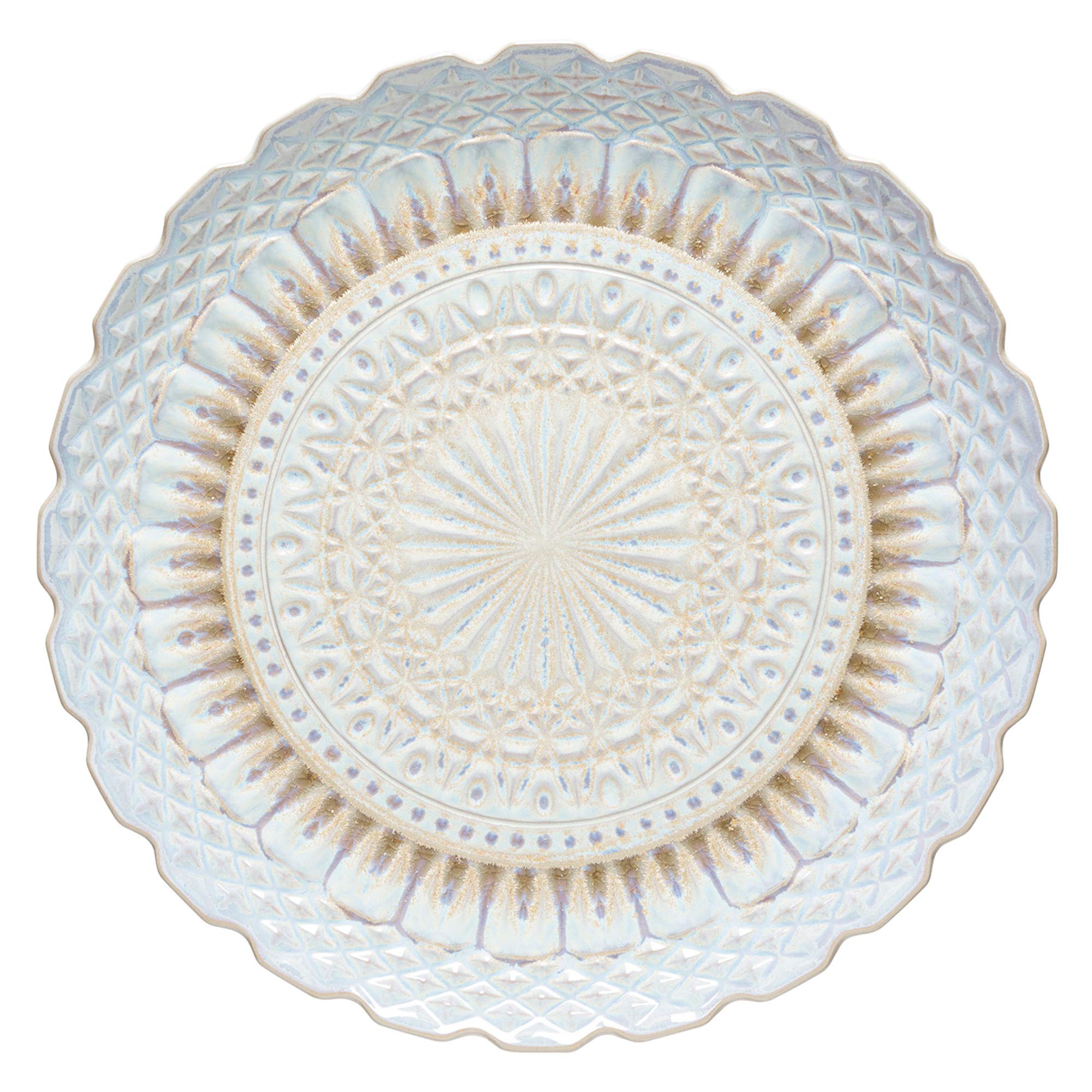 Costa Nova 16-Inch Round Ceramic Stoneware Platter - Cristal Collection in Nacar | Microwave, Dishwasher, Oven & Freezer Safe Dinner Plate | Food Safe Glazed Serving Dish | High-Quality Restaurant Serveware for Parties, Holidays & Elegant Dining