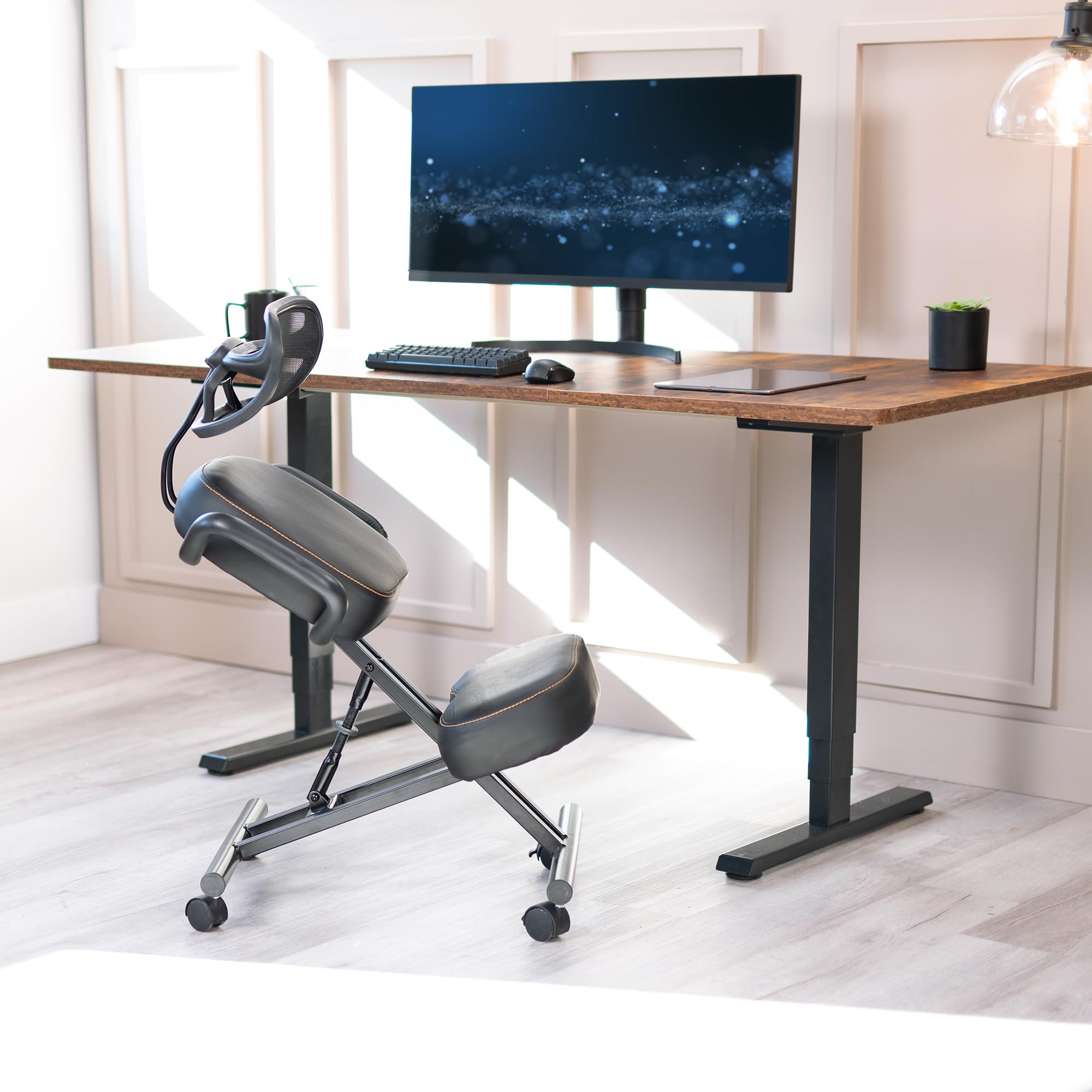 VIVO DRAGONN DN-CH Ergonomic Kneeling Chair - Adjustable Posture Corrector for Office & Home - Metal Frame, Black - One Size Fits All - Perfect for Meditation, Yoga & Back Pain Relief