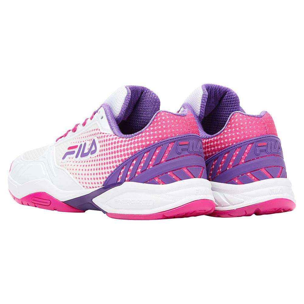 Fila Women's Volley Zone Pickleball Shoes - Breathable Court Sneakers for Women, White/Pink Glo/Electric Purple, US Size 9 | Perfect for Indoor & Outdoor Pickleball, Tennis & Casual Wear