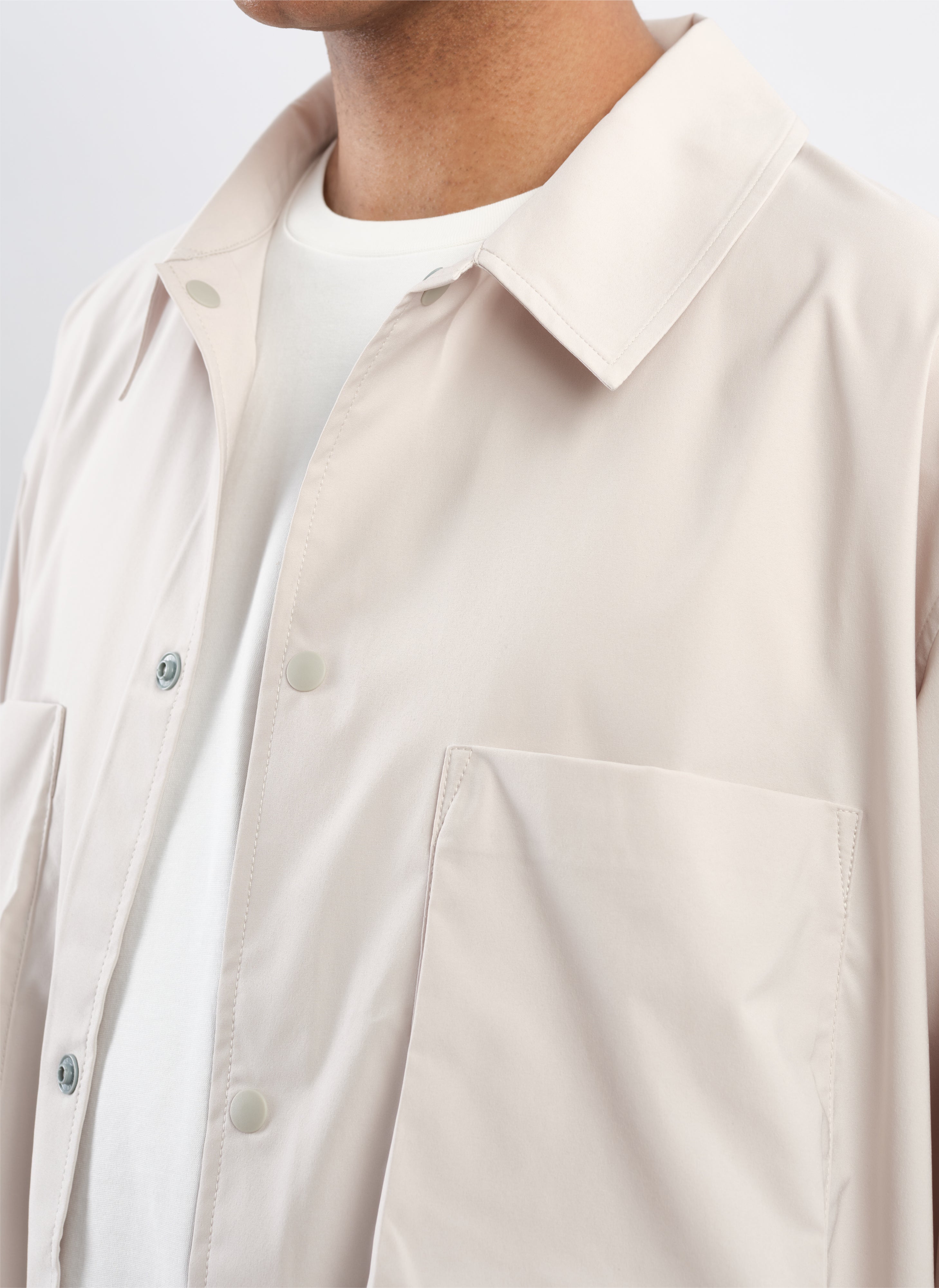 Minotech Snap Button Pocket Open Collar Shirt - Casual Men's Button Down Shirt for Work & Outdoor Activities