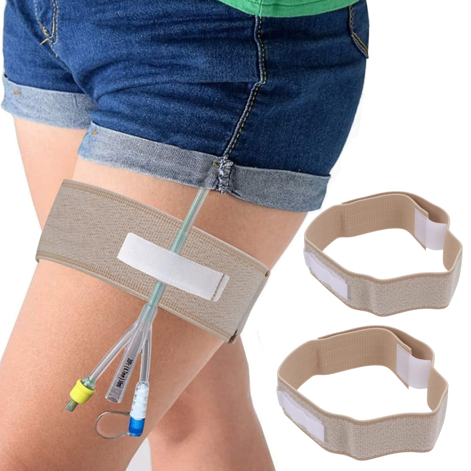 2PCS Catheter Leg Bag Holder - Adjustable Hook & Loop Strap for Secure Urinary Drainage Tube Stabilization - Anti-Slip, Skin-Friendly Design - Ideal for Daily Use, Travel, and Post-Surgery Care