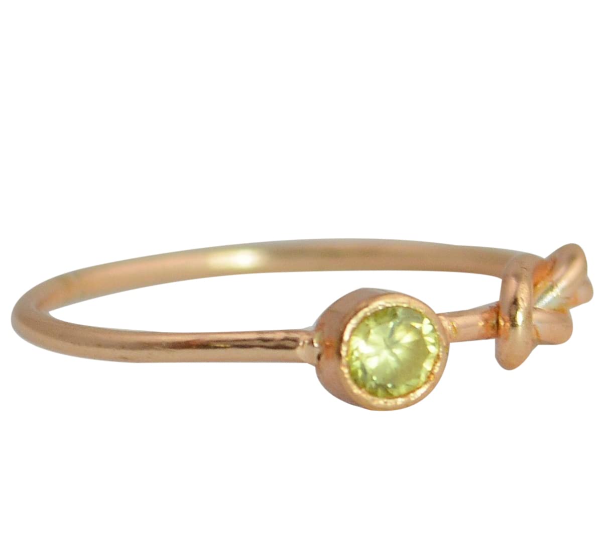 14K Rose Gold Peridot Infinity Ring for Women - Dainty Stackable Jewelry Gift for Anniversary, Valentine's Day & Everyday Wear