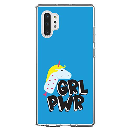 Girl Power - GRL PWR - Unicorn Blue Background On Clear Case