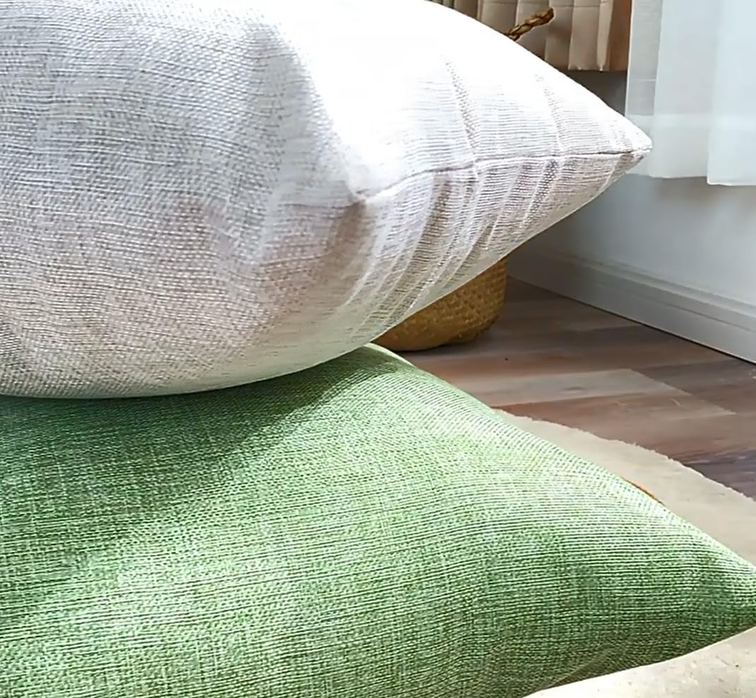 22x22 Inch Green Linen Decorative Throw Pillow Covers - Square Couch Cushion Covers for Sofa, Living Room & Bedroom - Soft Home Decor Accent for Cozy Interior Design
