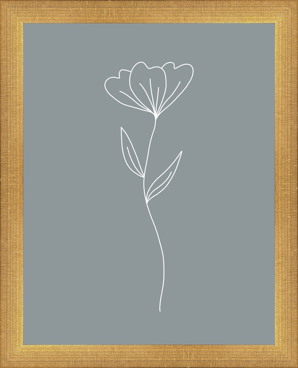 Minimalist Blue Flower Wall Art - Handmade Canvas Painting for Home Decor, Living Room, Bedroom & Office - Modern Botanical Print for Boho & Scandinavian Style Interiors