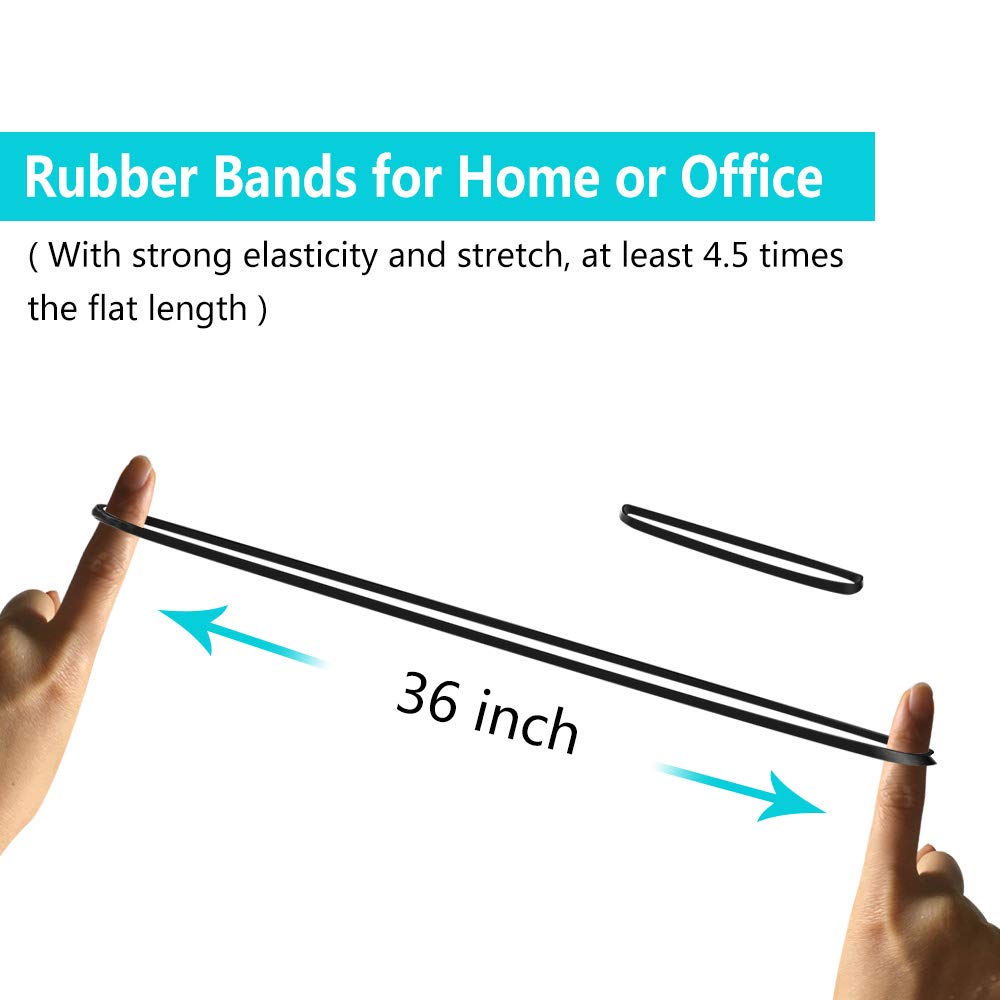 Coopay 60-Piece Large Rubber Bands Bulk - 8 Inch Heavy Duty Strong Elastic Bands for Office, School & Home Use - Securing Trash Cans, Garbage Bags, File Folders & Organizing Documents (Black)