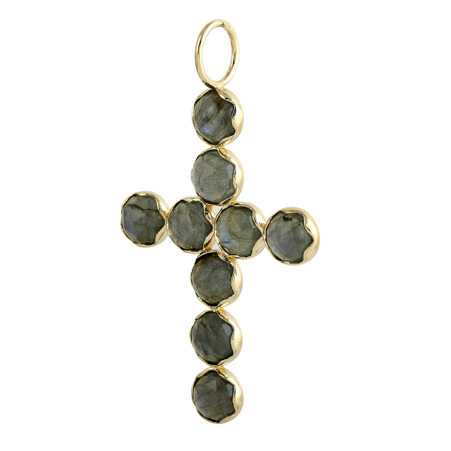 Hexagon Cut Labradorite Gemstone Cross Pendant - Spiritual Jewelry for Women & Men, Perfect Gift for Christmas, Baptism & Religious Occasions