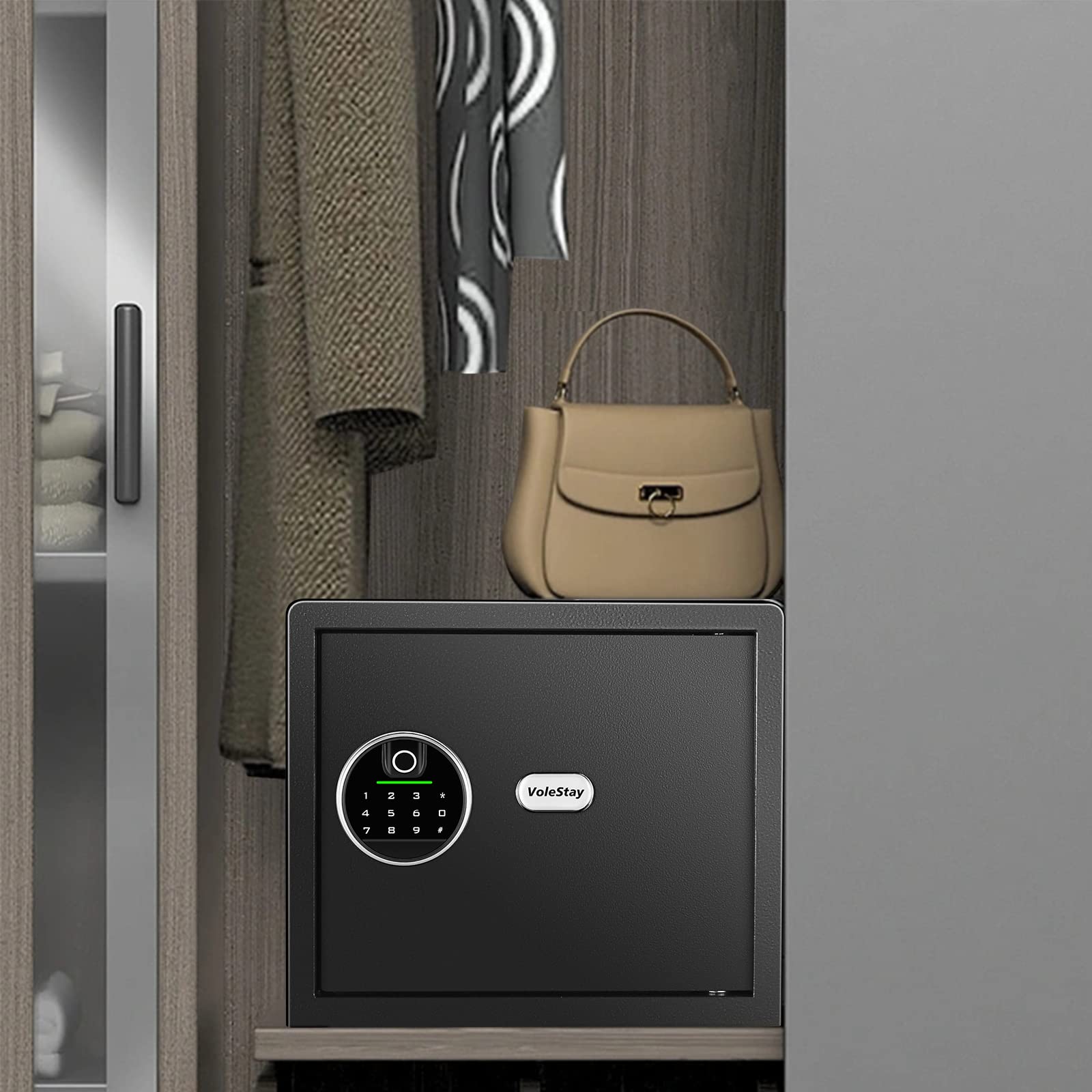 Biometric Fingerprint Safe Box for Home & Office - Secure Handgun, Jewelry, Cash & Valuables - 1.2 Cubic Feet Black Digital Lock Box - Ideal for Bedroom, Closet, Travel & Hotel Security