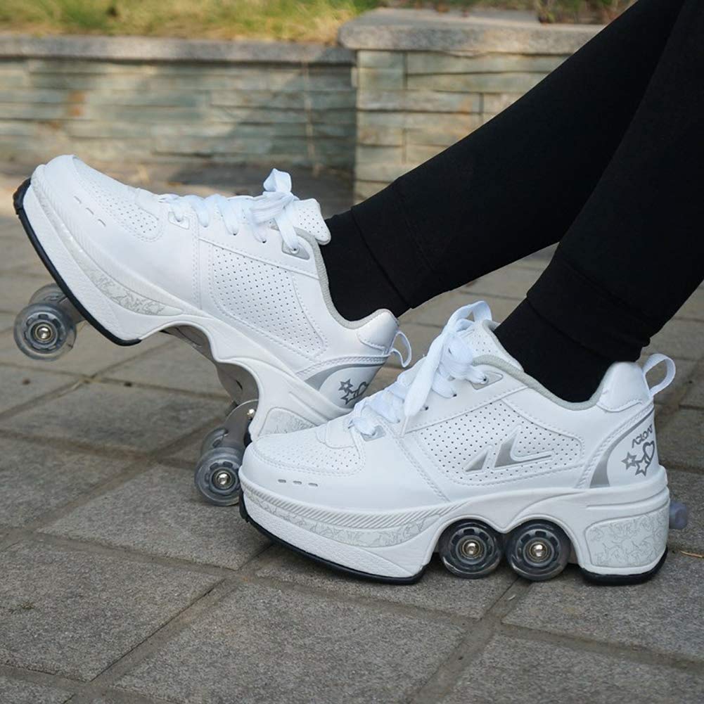 **Women's & Girls' Roller Skates - Retractable Wheels for Parkour, Outdoor & Indoor Use | Quad & Inline Skates for Adults & Kids**    *(Perfect for skating rinks, parks, fitness, commuting & fun family activities!)*
