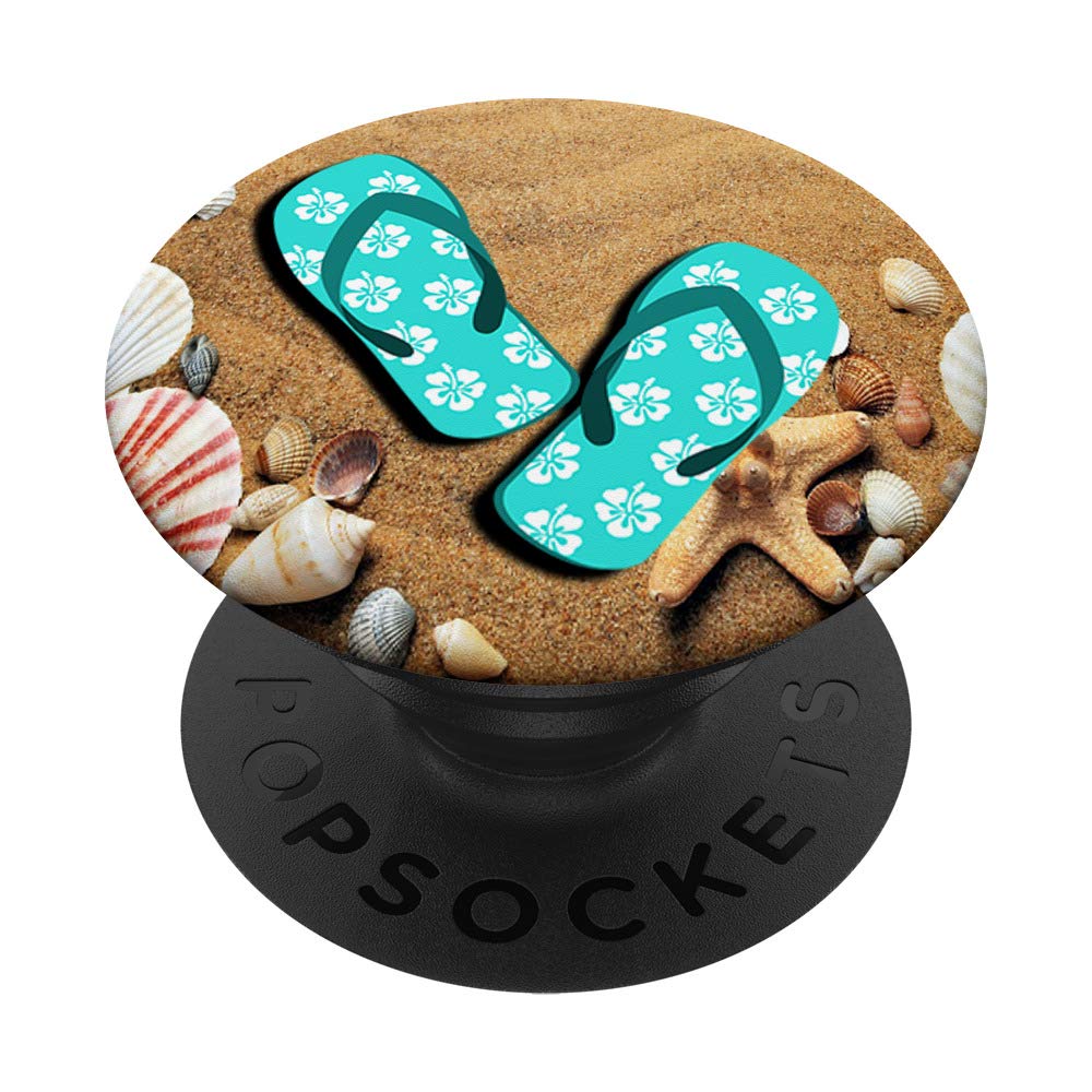 Beach Flip Flops, Sunrises & Sandy Vacation Summer PopSockets PopGrip - Swappable Phone & Tablet Stand with Grip - Perfect for Beach Trips, Pool Parties & Summer Travel Accessories
