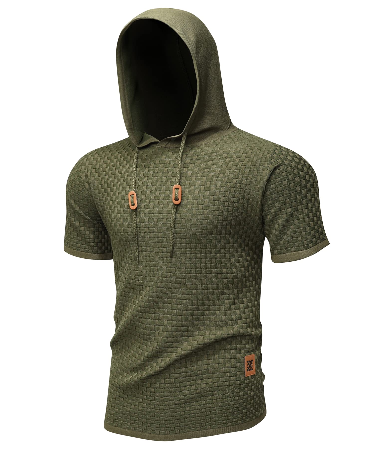 Zaitun Men's Short Sleeve Hoodie Shirt - Casual Waffle Knit Pullover Sweater for Men - Comfortable Lightweight Layering Top for Spring, Fall & Outdoor Activities