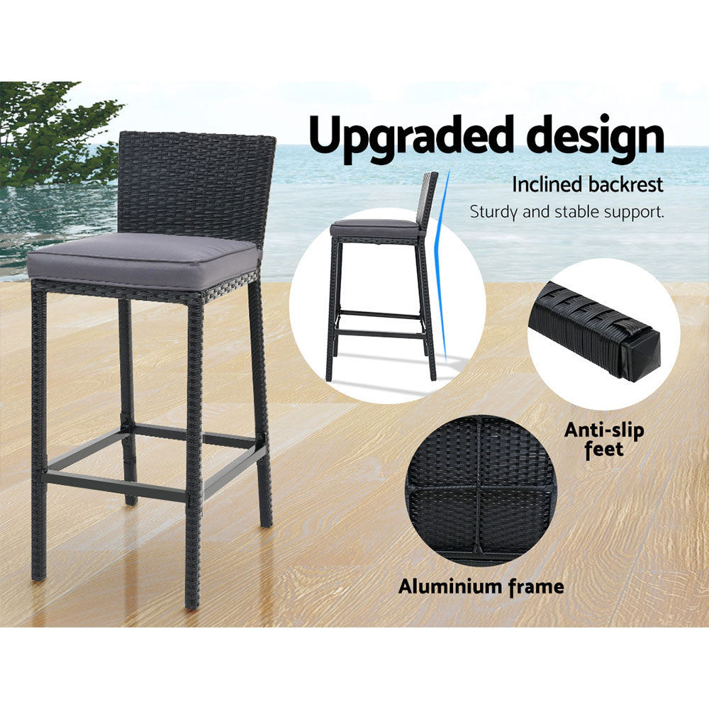 5-Piece Outdoor Bar Set with Dining Table & Stools - All-Weather Wicker Patio Furniture for Backyard, Poolside or Garden Entertaining