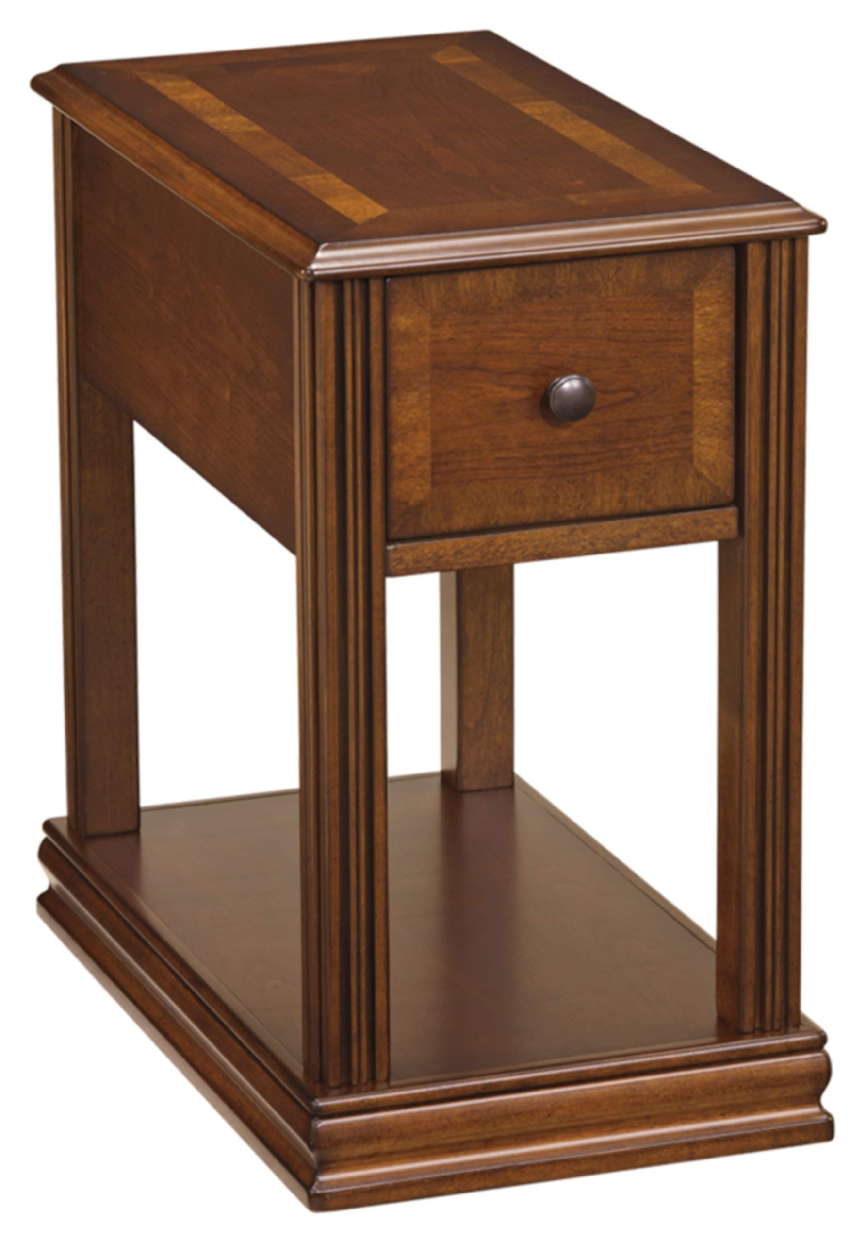 Signature Design by Ashley Breegin Traditional Wooden Side End Table - Brown Accent Table for Living Room, Bedroom & Office - Sturdy Wood Nightstand with Classic Design for Home Decor