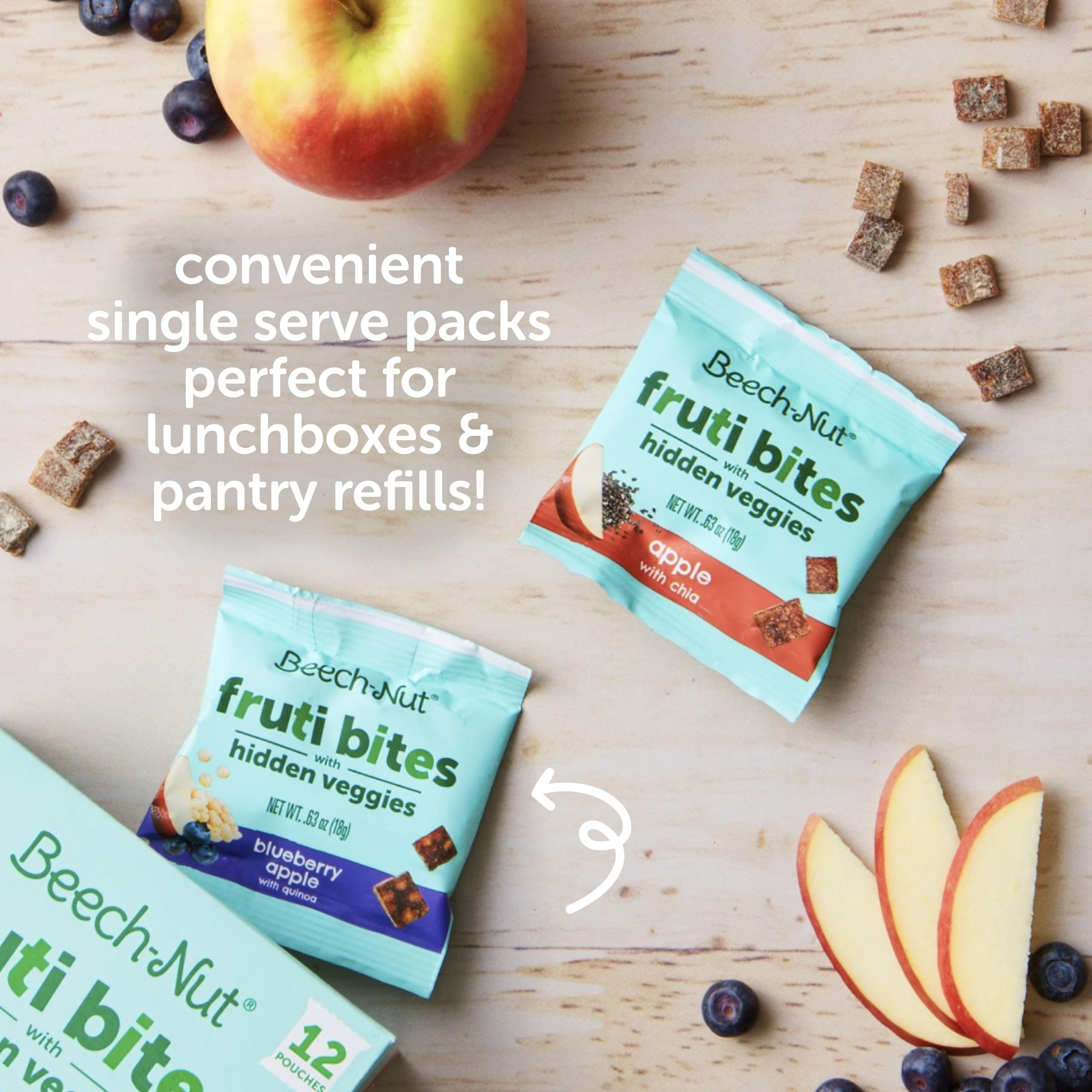 Beech-Nut Toddler Snacks Fruti Bites with Hidden Veggies, Quinoa & Chia - Healthy Fruit Snack Variety Pack for Babies & Toddlers (6 Boxes, 72 Individually Wrapped Packs) - Perfect for On-the-Go, Lunchboxes & Healthy Snacking