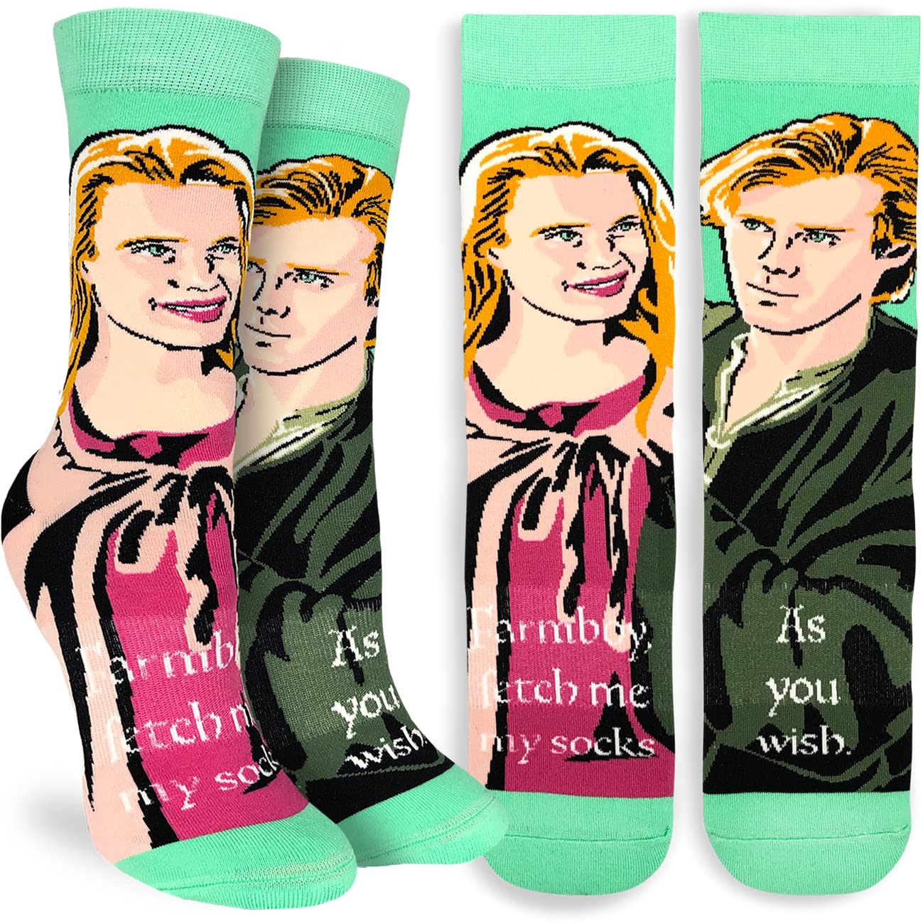 Good Luck Sock Women's The Princess Bride Novelty Crew Socks - Fun Movie Inspired Gift for Her, Comfortable Cotton Blend for Daily Wear & Cosplay