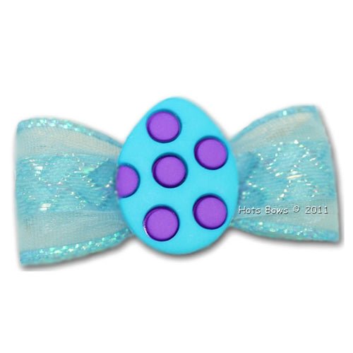 Blue Polka Dot Egg Hair Bow Clip - Cute Baby Girl Headband Accessories for Easter, Birthday & Photo Shoots