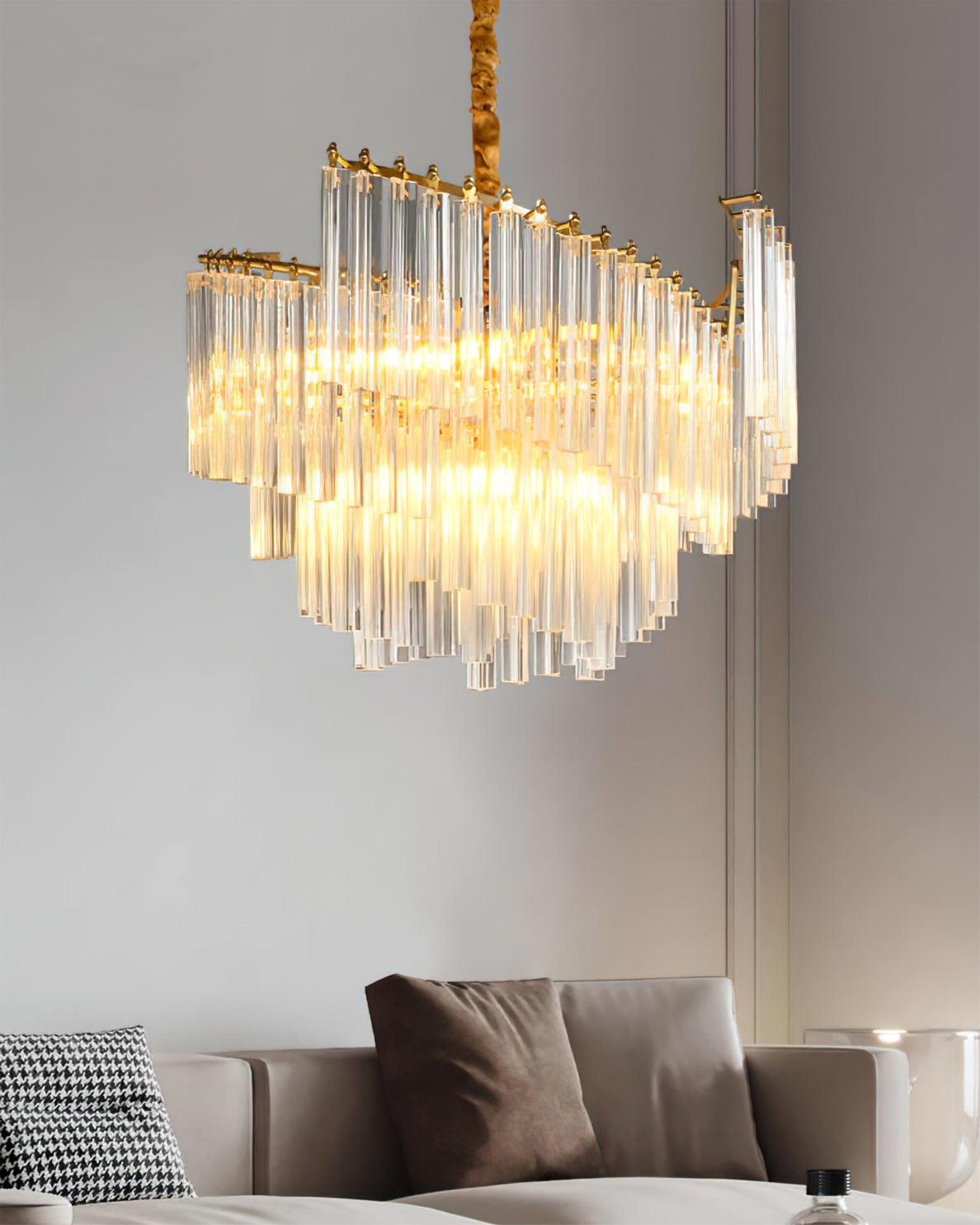 Brinicle Crystal Chandelier - Elegant Modern Ceiling Light Fixture for Dining Room, Living Room & Bedroom Decor