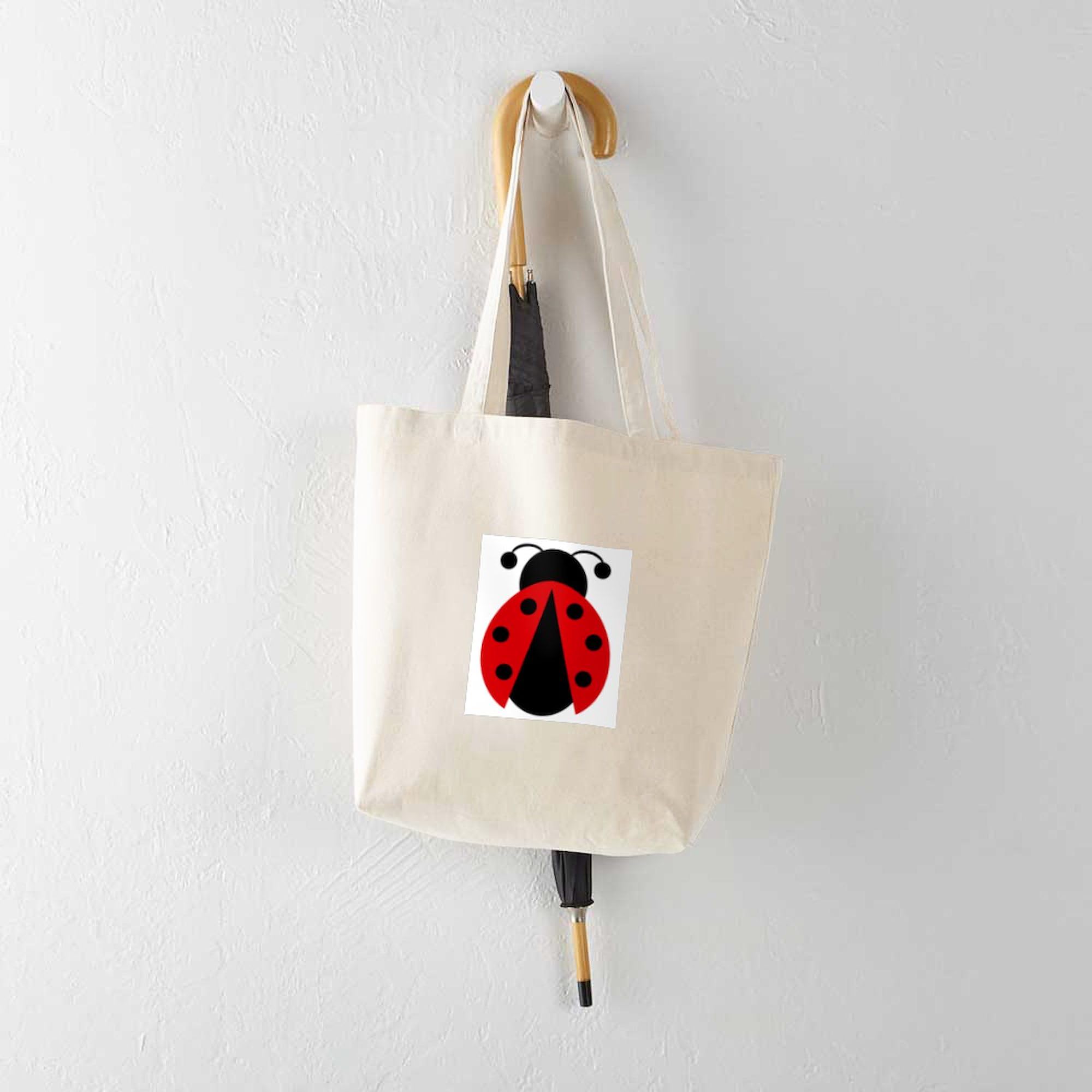 Lady Bug Print Natural Canvas Tote Bag - Eco-Friendly Reusable Shopping Bag for Groceries, Beach & Daily Use | CafePress