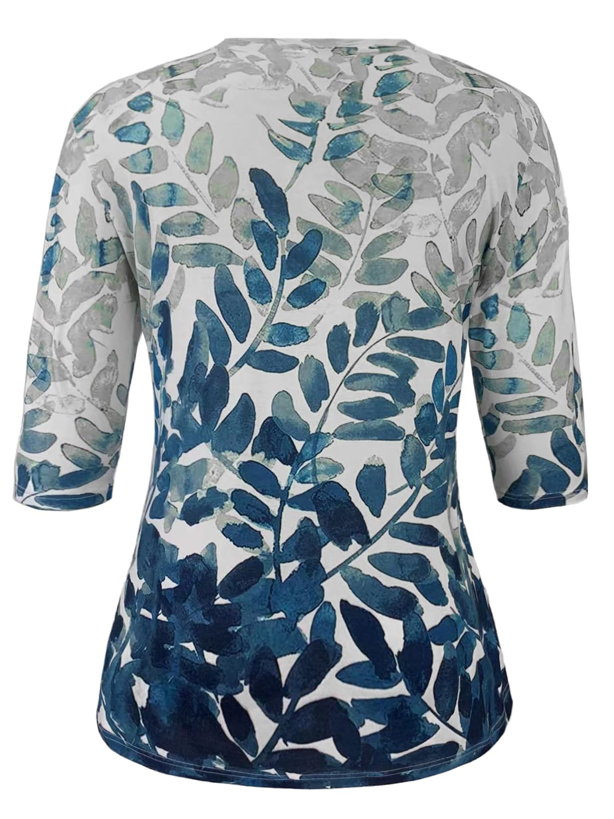 Women's Casual 3/4 Sleeve Crew Neck Blouse - Floral Print Loose Fit T-Shirt Top for Everyday Wear, Office & Spring Outfits