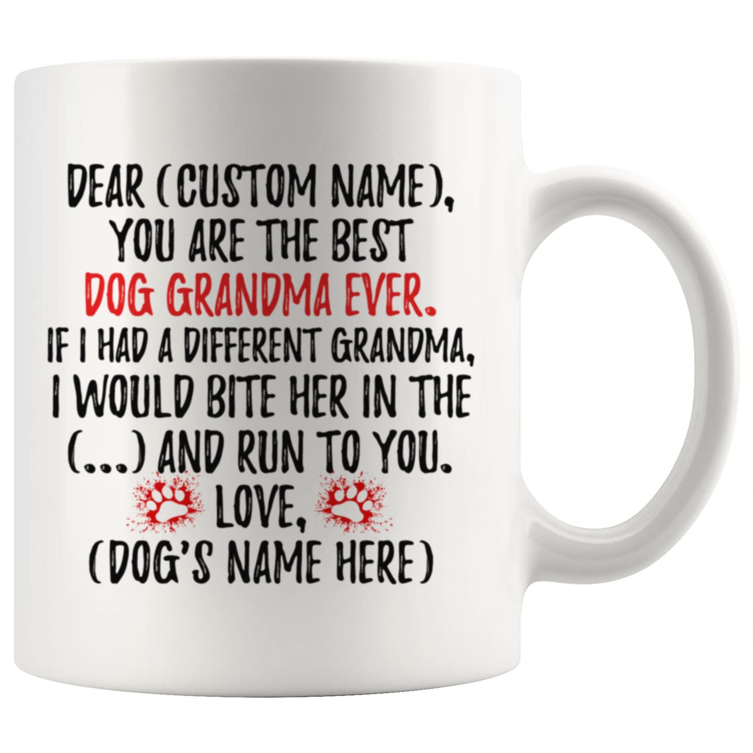 Personalized Dog Grandma Coffee Mug - 11oz Ceramic Cup for Dog Lovers, Unique Gift for Dog Grandmas, K9 Owners & Pet Lovers - Perfect for Coffee, Tea & Gifts (Ideal for Mother's Day, Birthdays & Holidays)