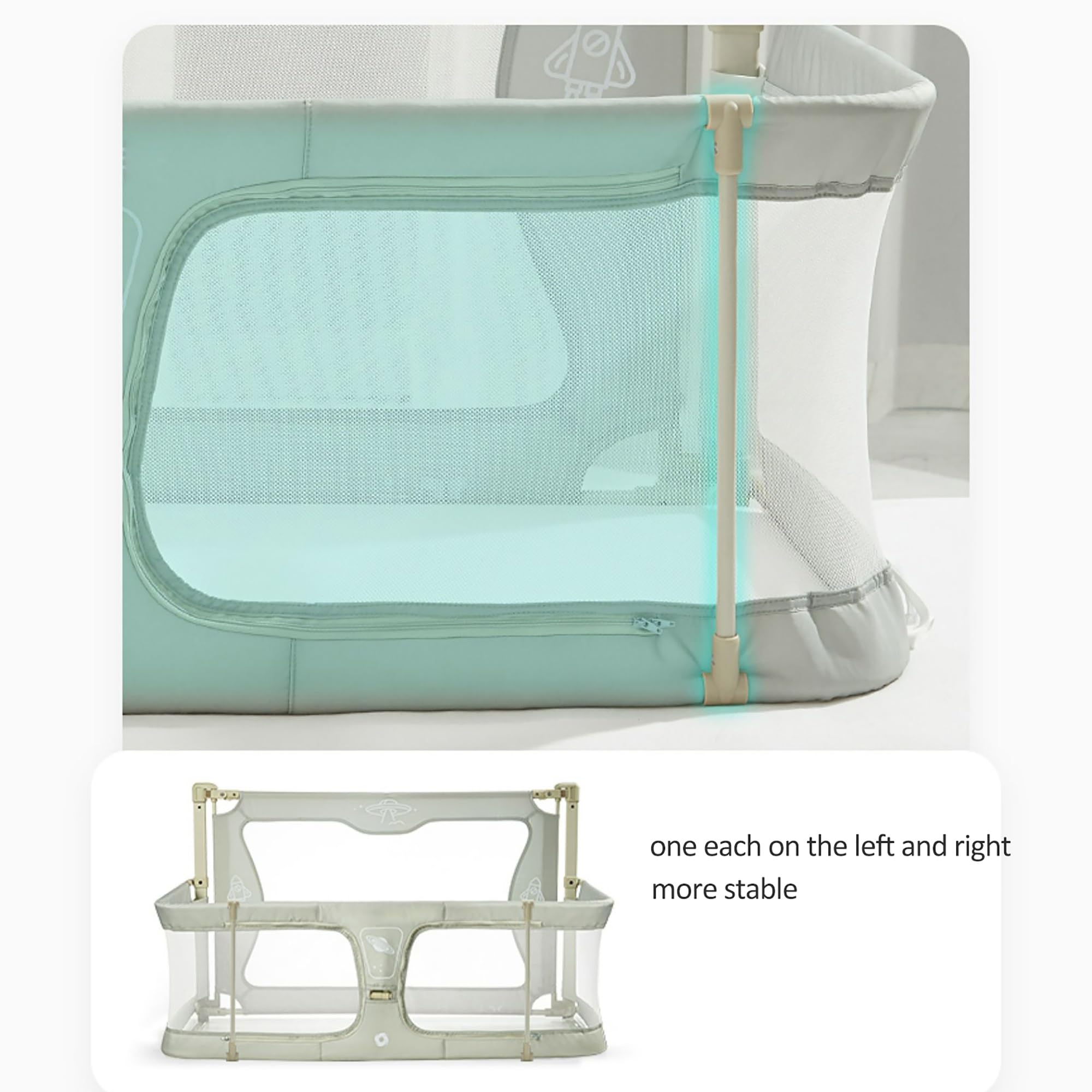 3 in 1 Baby Bassinet Bedside Sleeper & Co-Sleeping Crib - Portable Breathable Mesh with Washable Liner & Sturdy Aluminum Frame - Perfect for Newborns, Nursery, Bedside Sleeping & Travel