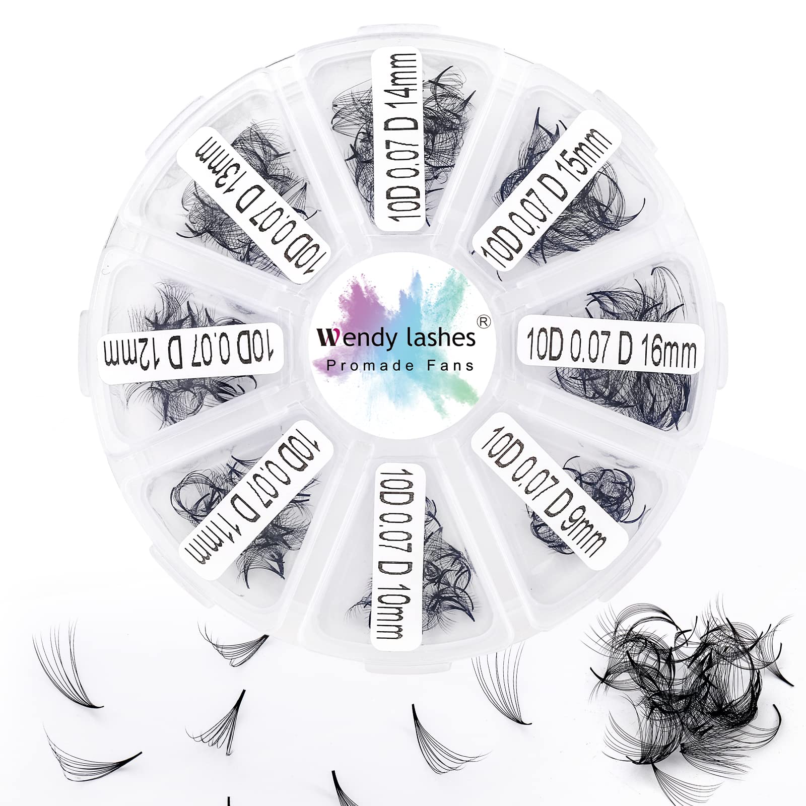 Premium 10D 0.07mm D Curl Pre-Made Volume Eyelash Extensions - 500 Mixed Fans (9-16mm) - Handmade Loose Lashes for Professional Salon & DIY Use - Perfect for Bridal, Party & Special Occasion Makeup