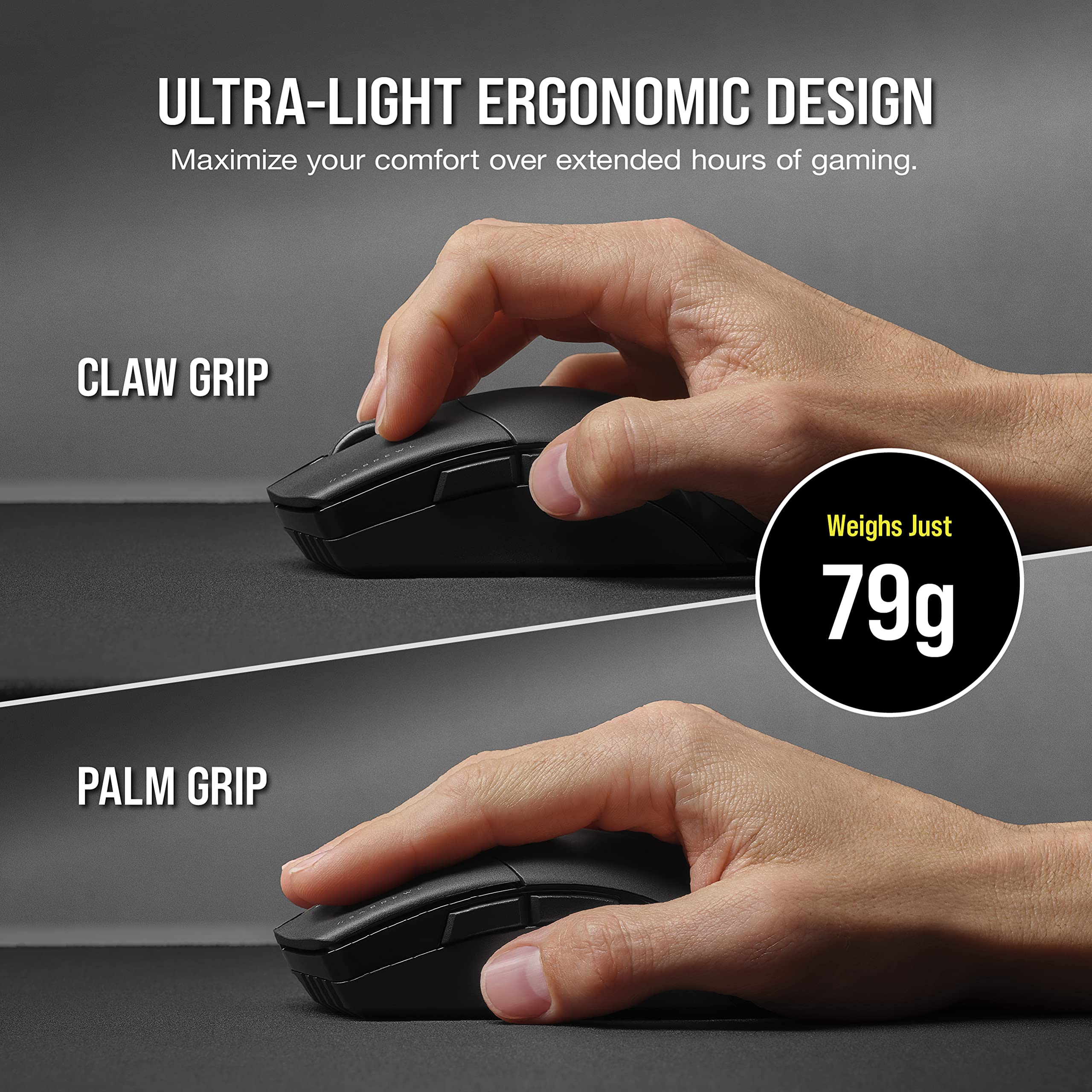 CORSAIR SABRE RGB PRO WIRELESS Gaming Mouse - Ultra-Light 59g FPS MOBA Esports Mouse with 26000 DPI Optical Sensor, Ergonomic Design, iCUE Software Compatible - for PC, PS5, PS4, Xbox - Perfect for Competitive Gaming & Streaming (Black)