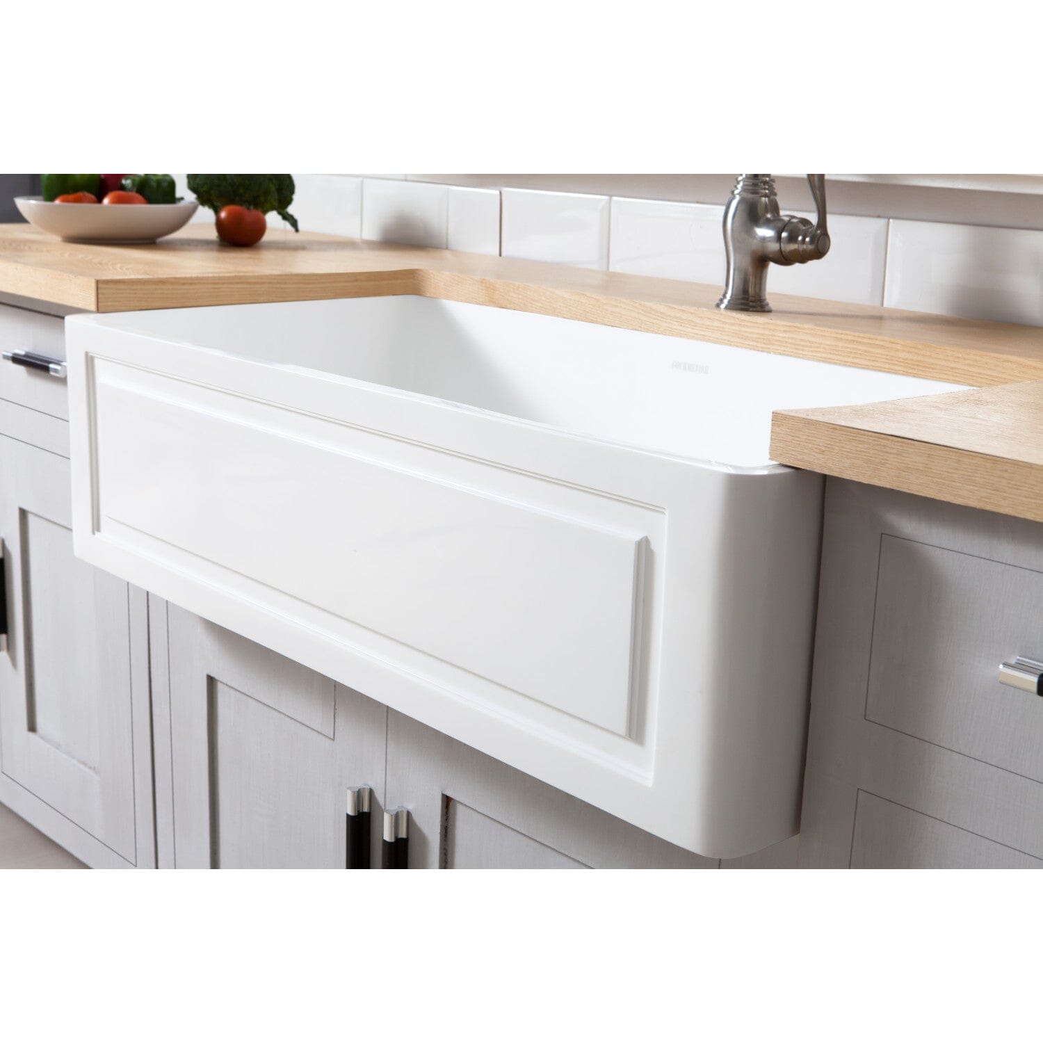 Arcticstone 36 Inch White Farmhouse Kitchen Sink - Solid Surface Apron Front Single Bowl with Strainer - Perfect for Modern Farmhouse, Rustic & Country Style Kitchens