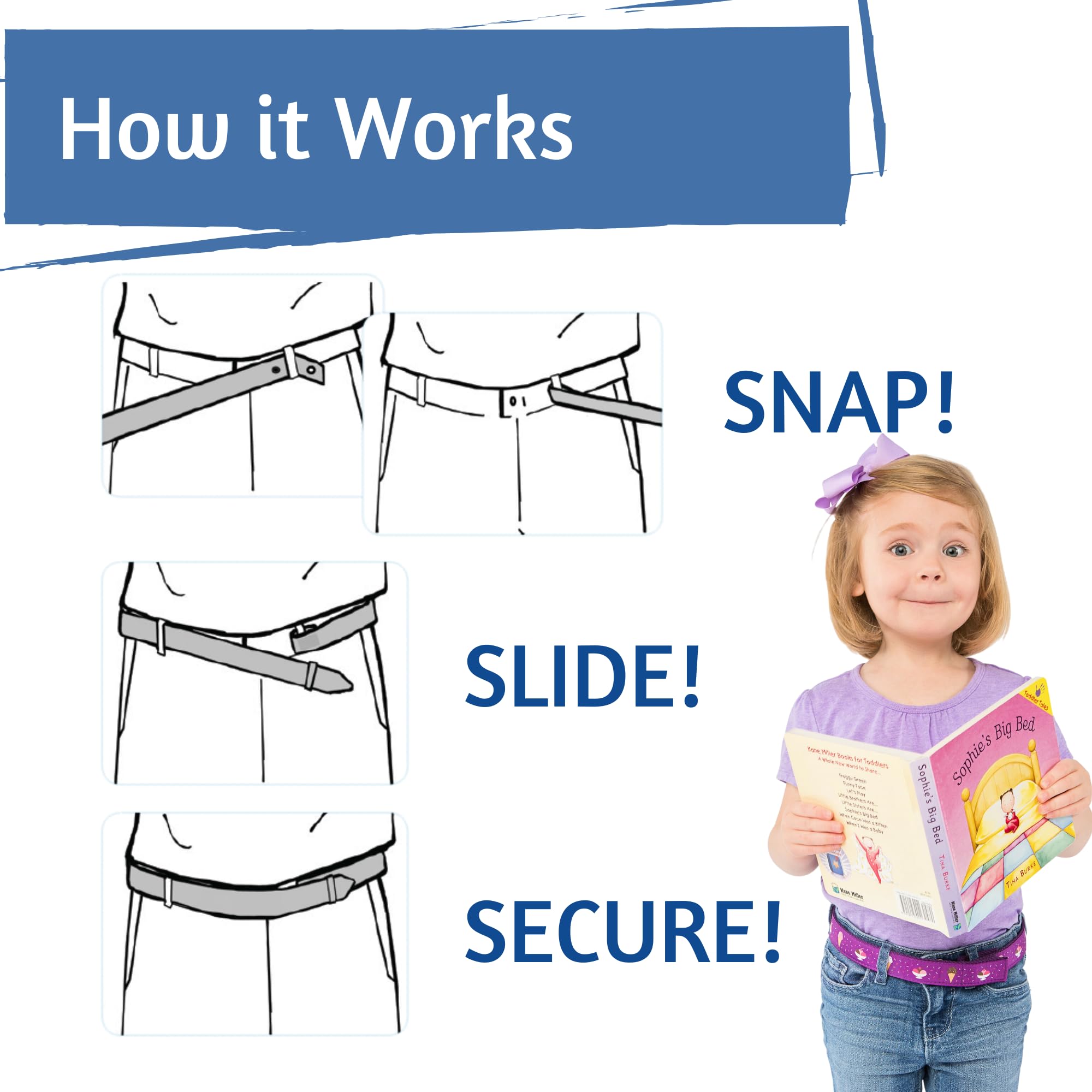 Sturdy Canvas Print Easy Velcro Belt for Toddlers & Kids - Adjustable Waistband for School Uniforms, Pants & Playtime