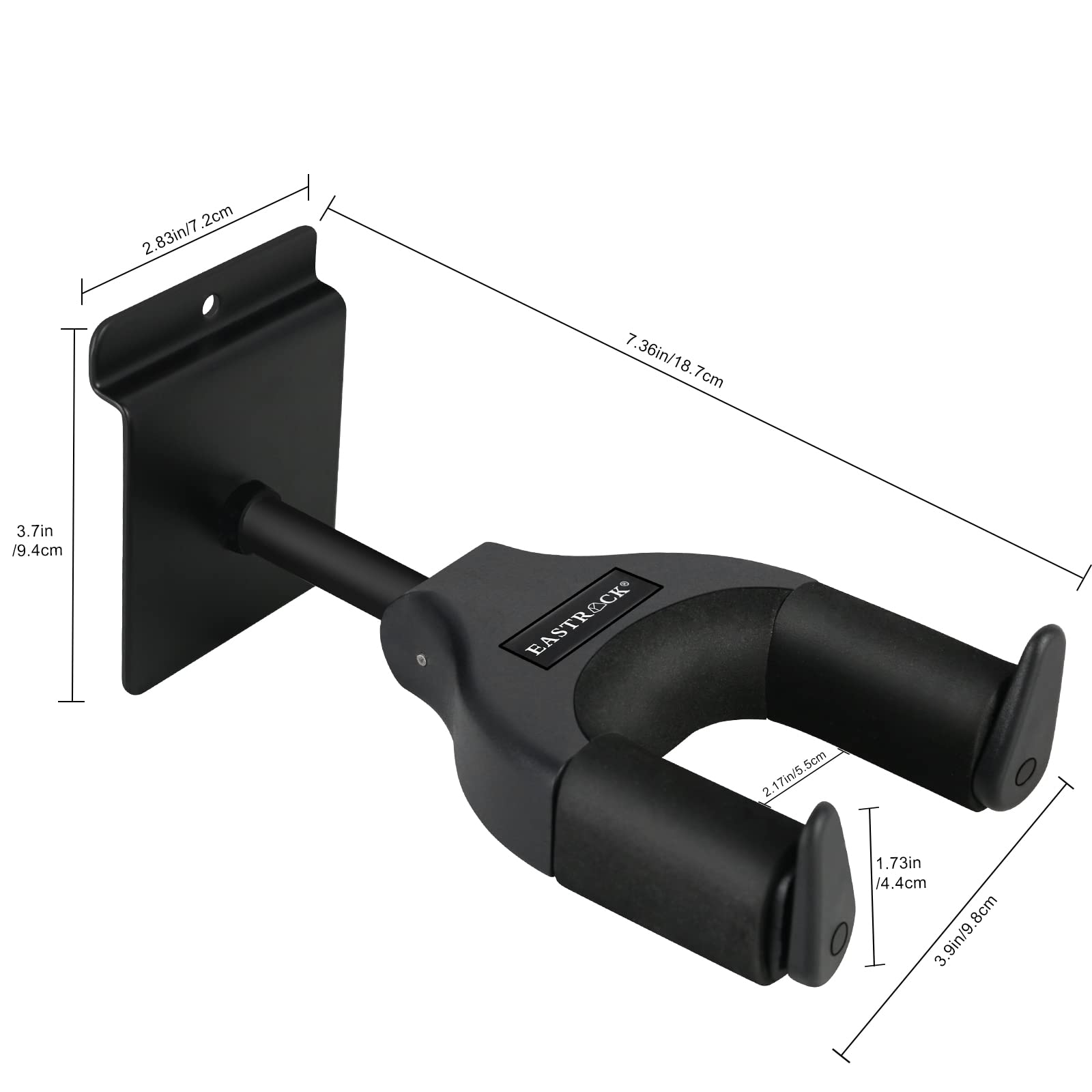 EASTROCK Slatwall Guitar Wall Hanger - Secure Locking Mount for Acoustic, Electric, Bass Guitars, Banjos & Mandolins | Durable Black Display Hook Holder for Home, Studio & Music Store Organization