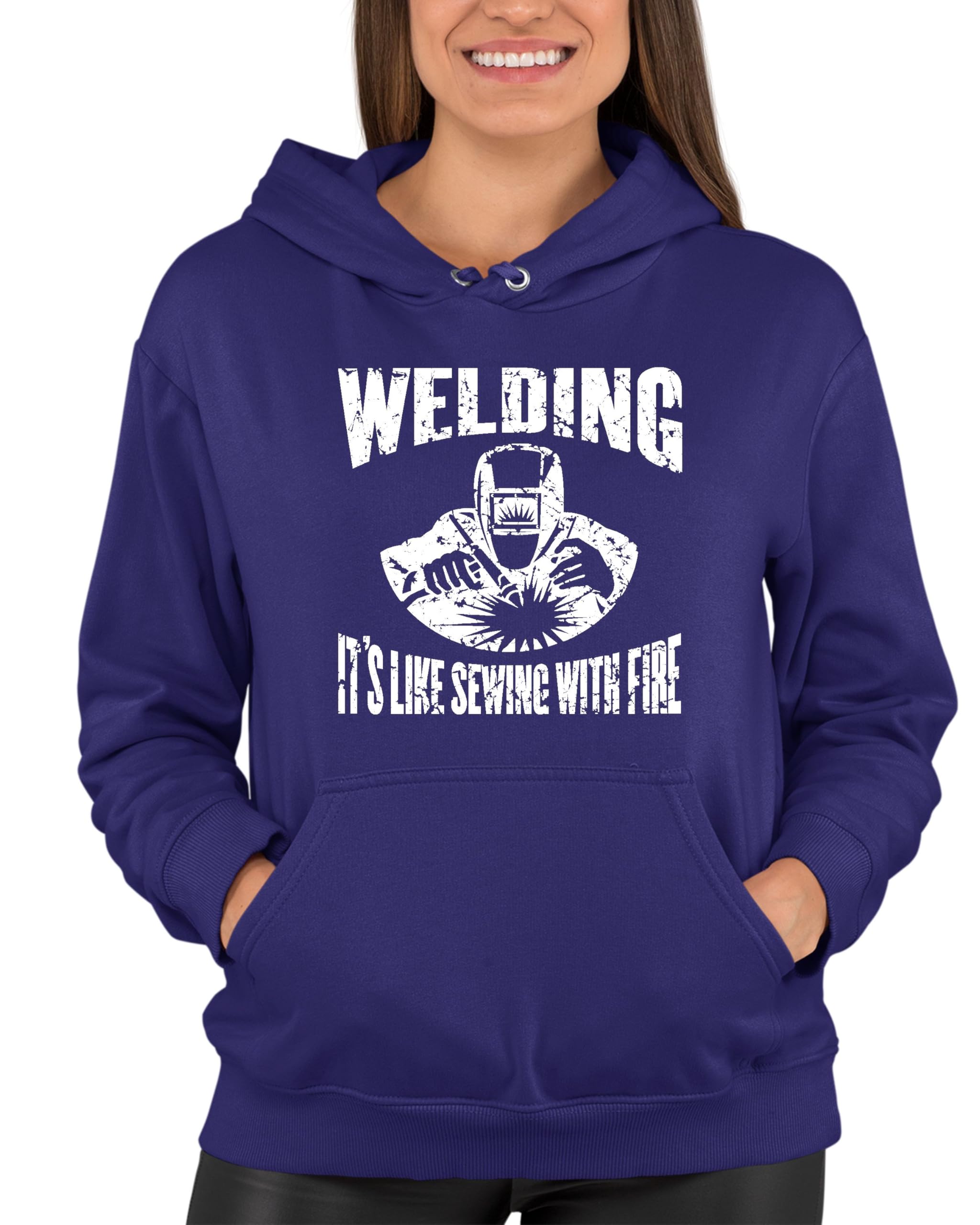 Go All Out Welding Hoodie - Like Sewing With Fire Unisex Sweatshirt for Men & Women - Perfect for Welding Workshops & DIY Projects