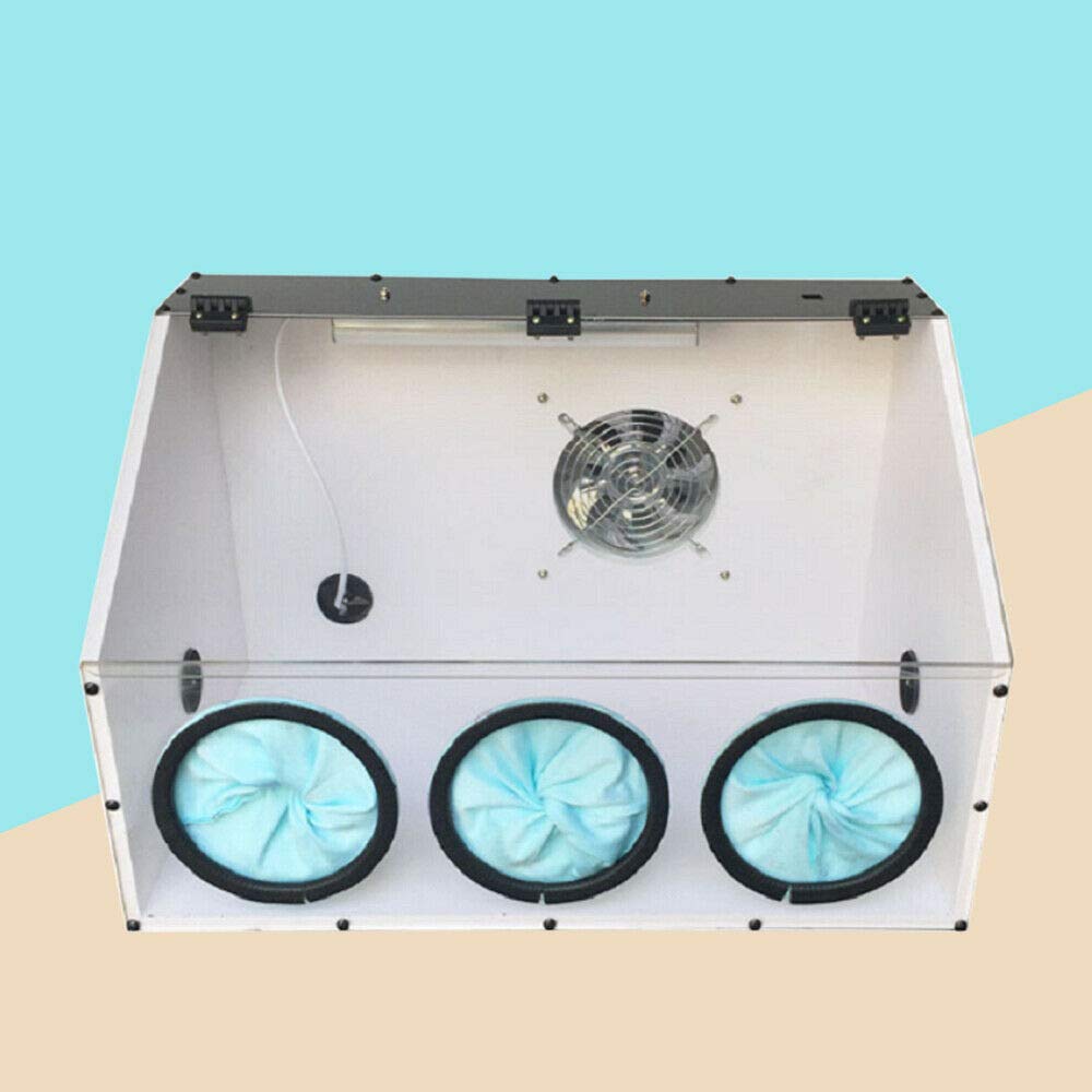 TFCFL Fully Enclosed Electric Grinding Table Polisher with Transparent Acrylic Dust Box, LED Light & Blower - 3 Hole Design for Jewelry, Metal, Wood Polishing | Workshop & DIY Craft Use