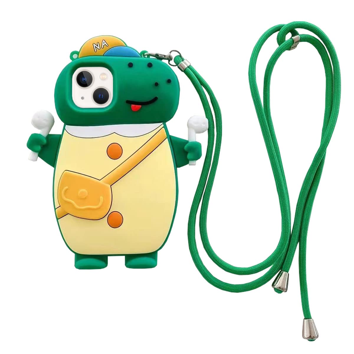3D Cartoon Dinosaur Soft Silicone Case for iPhone 11 Pro Max - Cute Kawaii Shockproof Cover with Lanyard, Anti-Fall Protection | Perfect for Kids, Teens & Dinosaur Lovers - Fun Gift for Birthday & Christmas