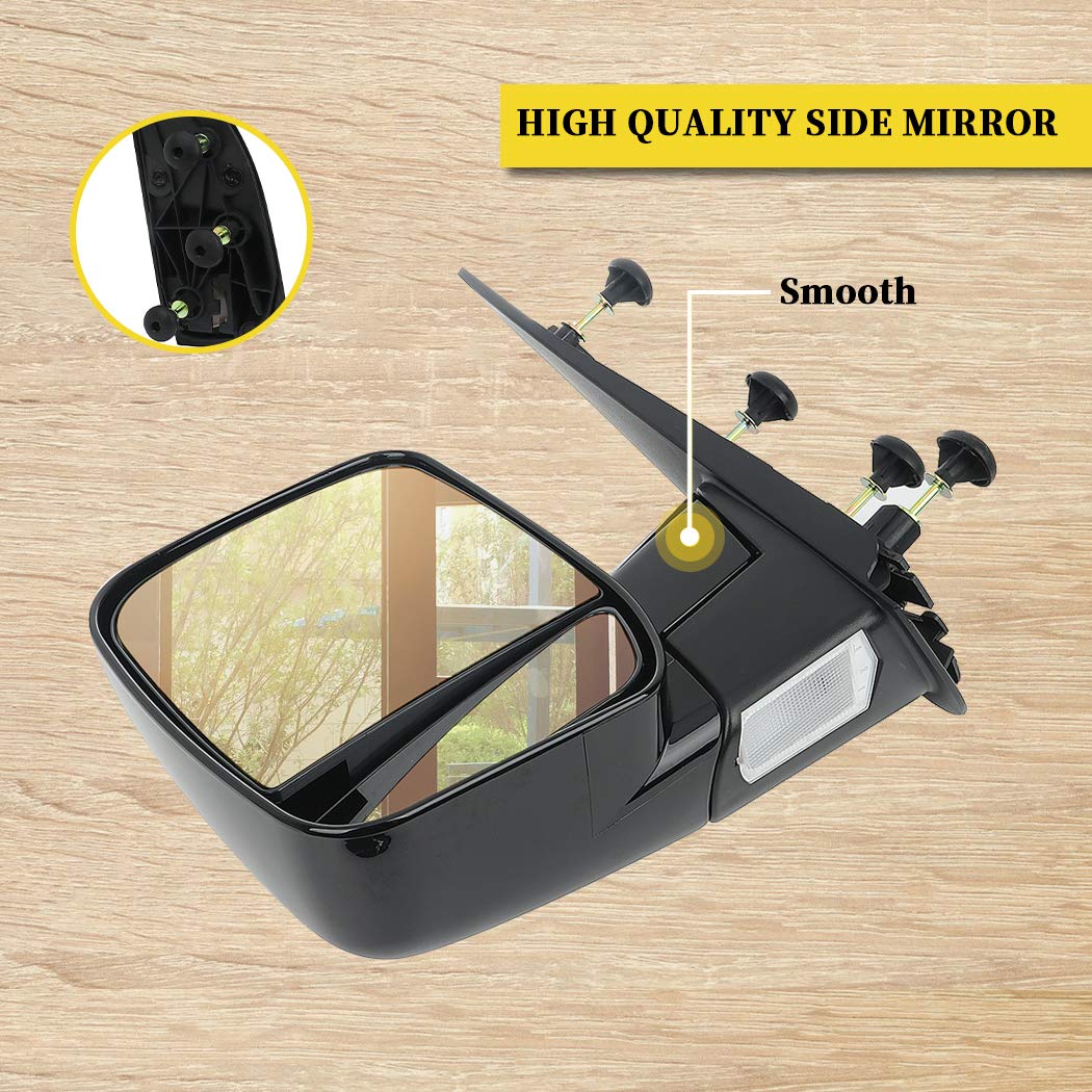 OCPTY Black Left Side Mirror Replacement for 2003-2005 Ford E-150 Club Wagon - Manual Fold Non-Heated Mirror with Puddle Light | Durable Smooth Glass Design | Perfect for Parking Assistance & Blind Spot Visibility