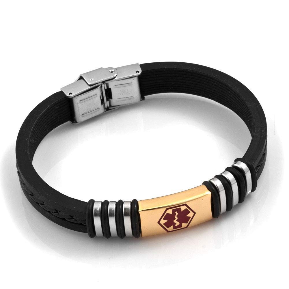 Medical ID Bracelet for Women & Men - Titanium Steel & Silicone - Perfect Gift for Health Safety