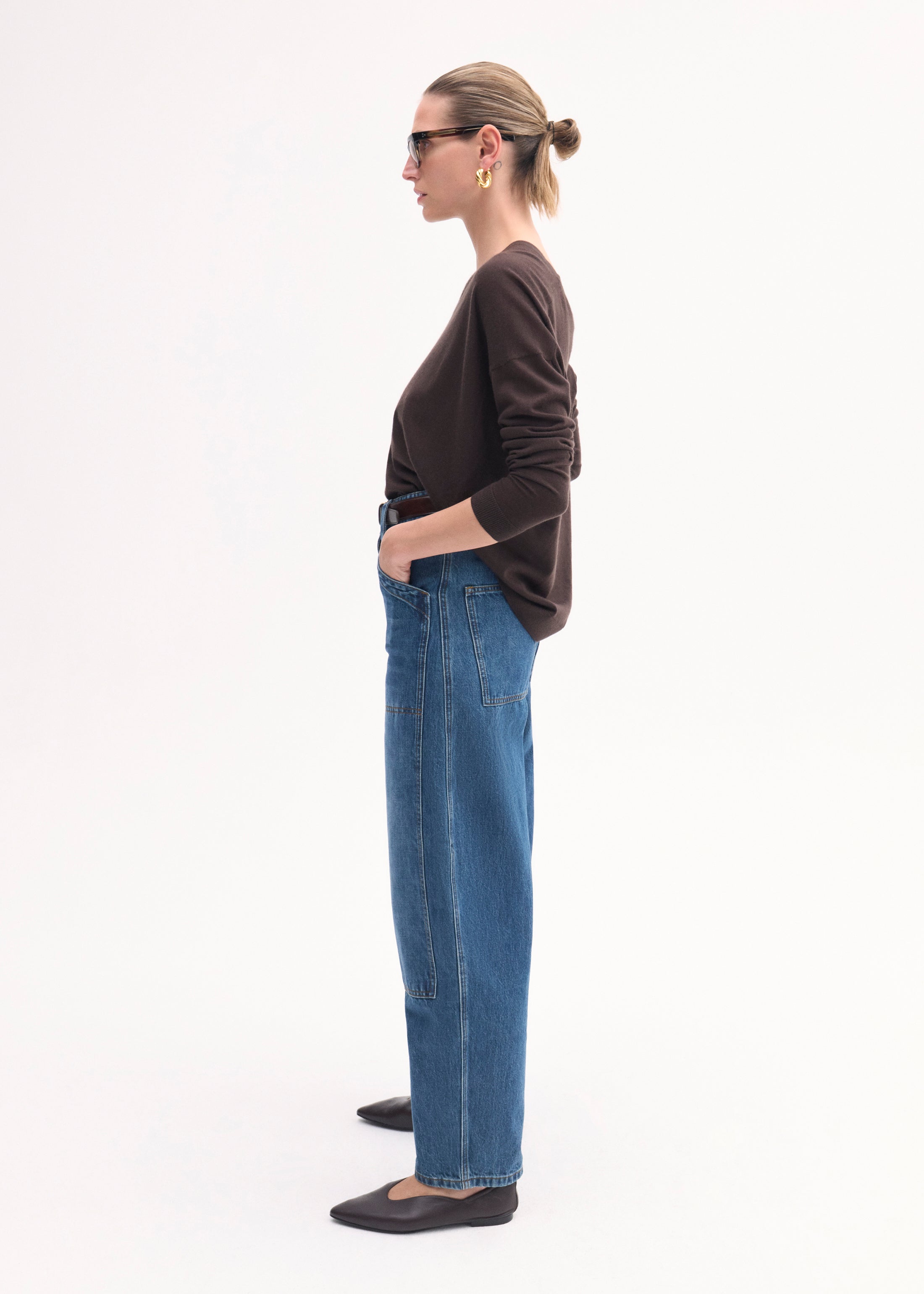Stylish Denim Patch Pocket Pants in Classic Indigo - Perfect for Casual Outfits & Everyday Wear