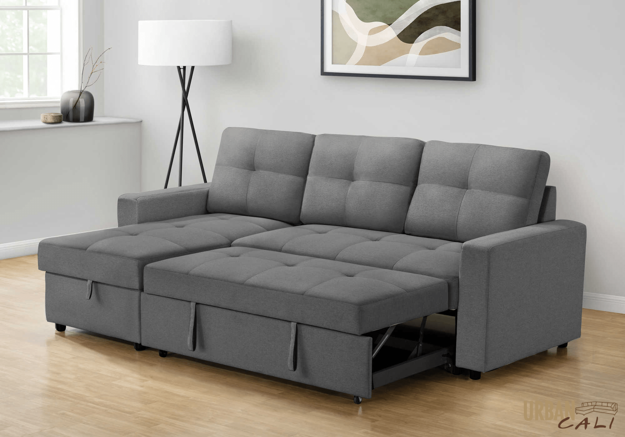 Venice Sleeper Sectional Sofa Bed with Reversible Storage Chaise - 5 Color Options | Convertible Couch for Small Spaces, Guest Room & Apartment Living