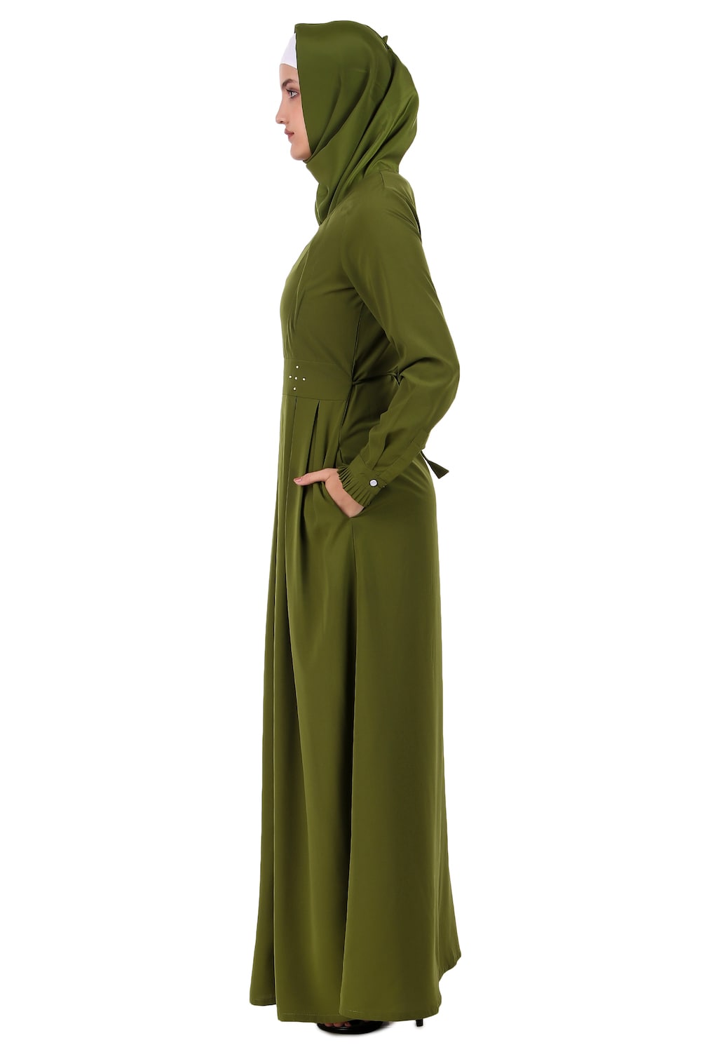 Elegant Henna Color Box Pleated Flared Abaya Dress - Stylish Islamic Modest Wear for Women - Perfect for Eid, Weddings & Special Occasions
