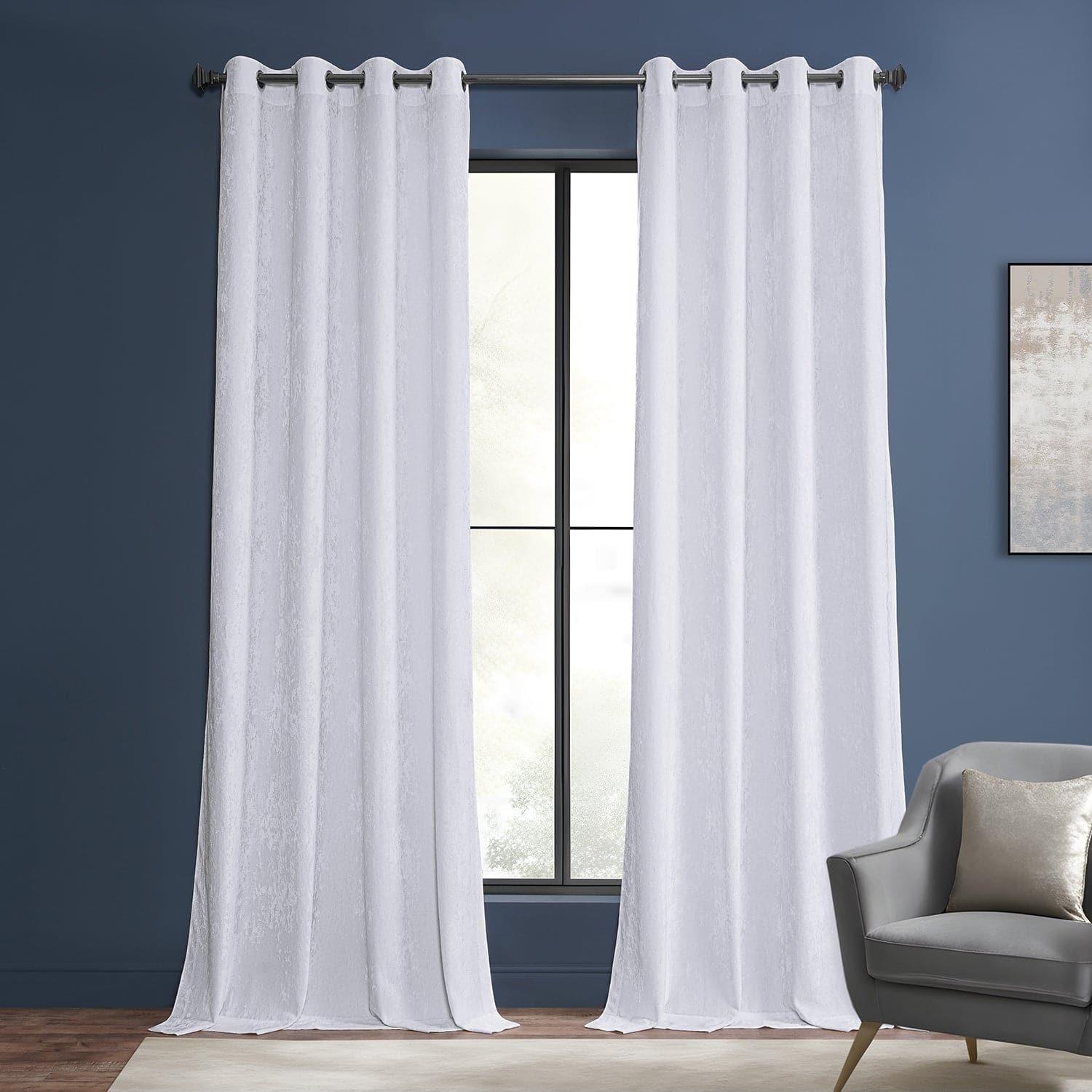 Pearl White Grommet Lush Crush Velvet Room Darkening Curtain
