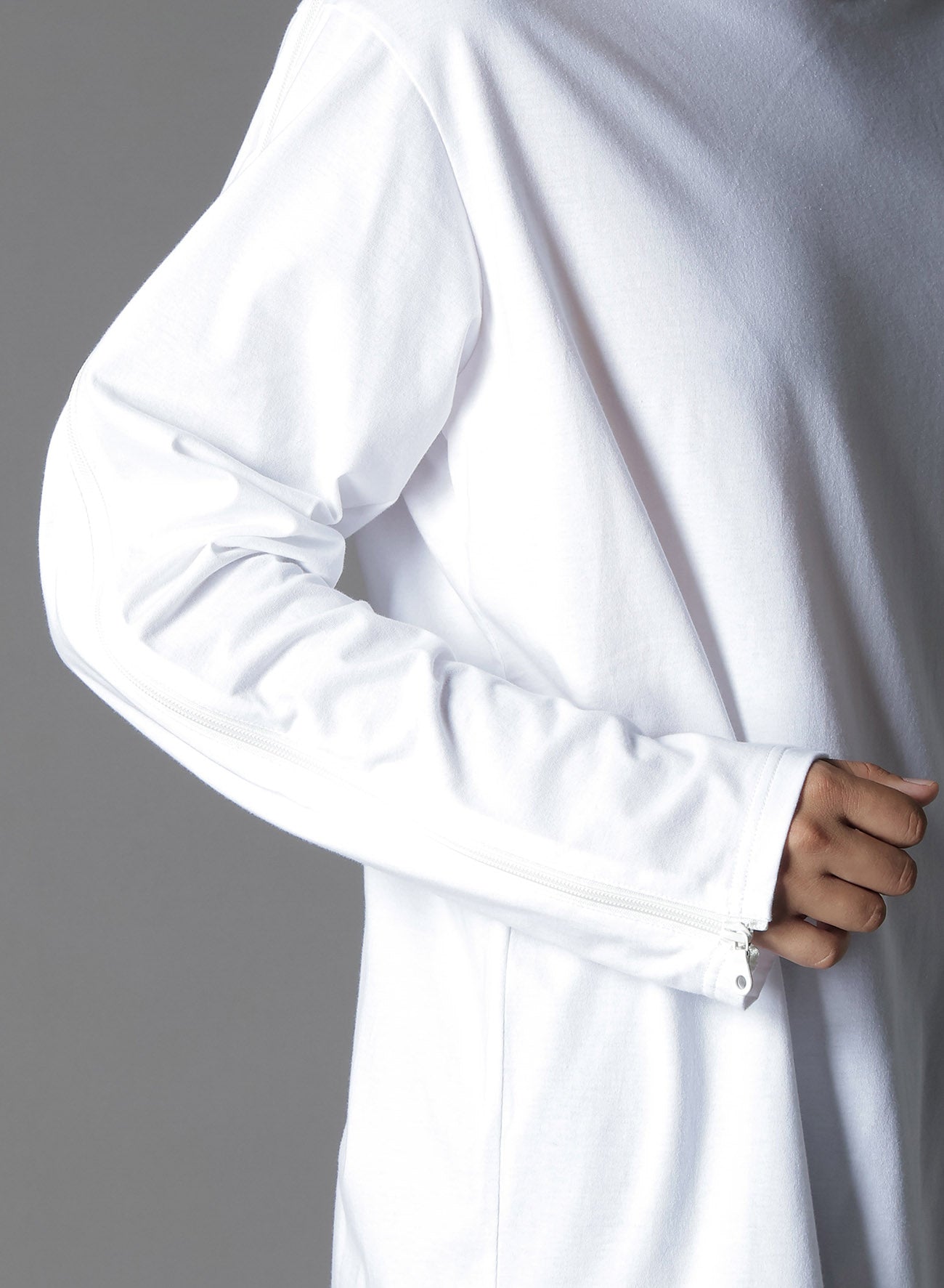 Cotton Jersey Right Sleeve Zipper T-Shirt for Men - Trendy Streetwear & Casual Outfit - Perfect for Gym, Workout, and Everyday Wear