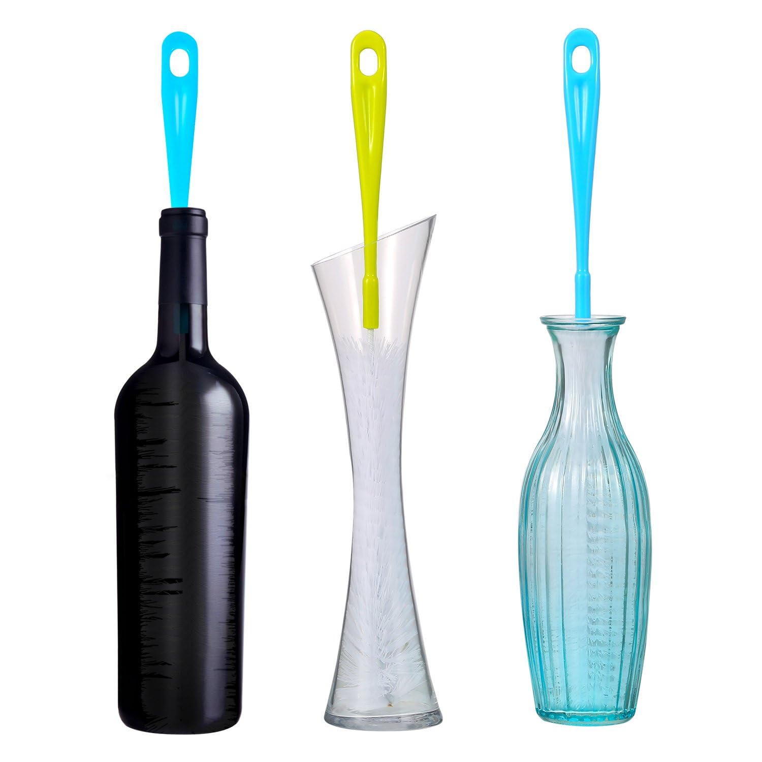 ScentRose 2-Pack Long Bottle Cleaning Brush Set - Nylon Bristles for Glass & Plastic Bottles, Water Bottle Cleaner Tool (Random Colors, Made in India) - Perfect for Baby Bottles, Sports Bottles, and Hard-to-Reach Containers