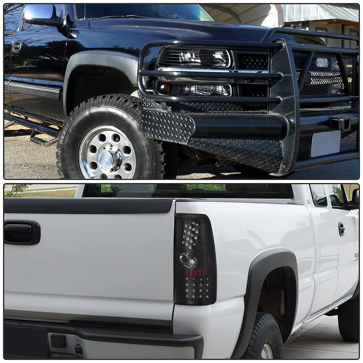 **DWVO Clear & Smoke Lens Headlight & Taillight Assembly for 1999-2002 Chevy Silverado 1500/2500/3500 – Direct Replacement LED Combo Kit – Upgrade for Off-Road, Night Driving & Custom Styling**