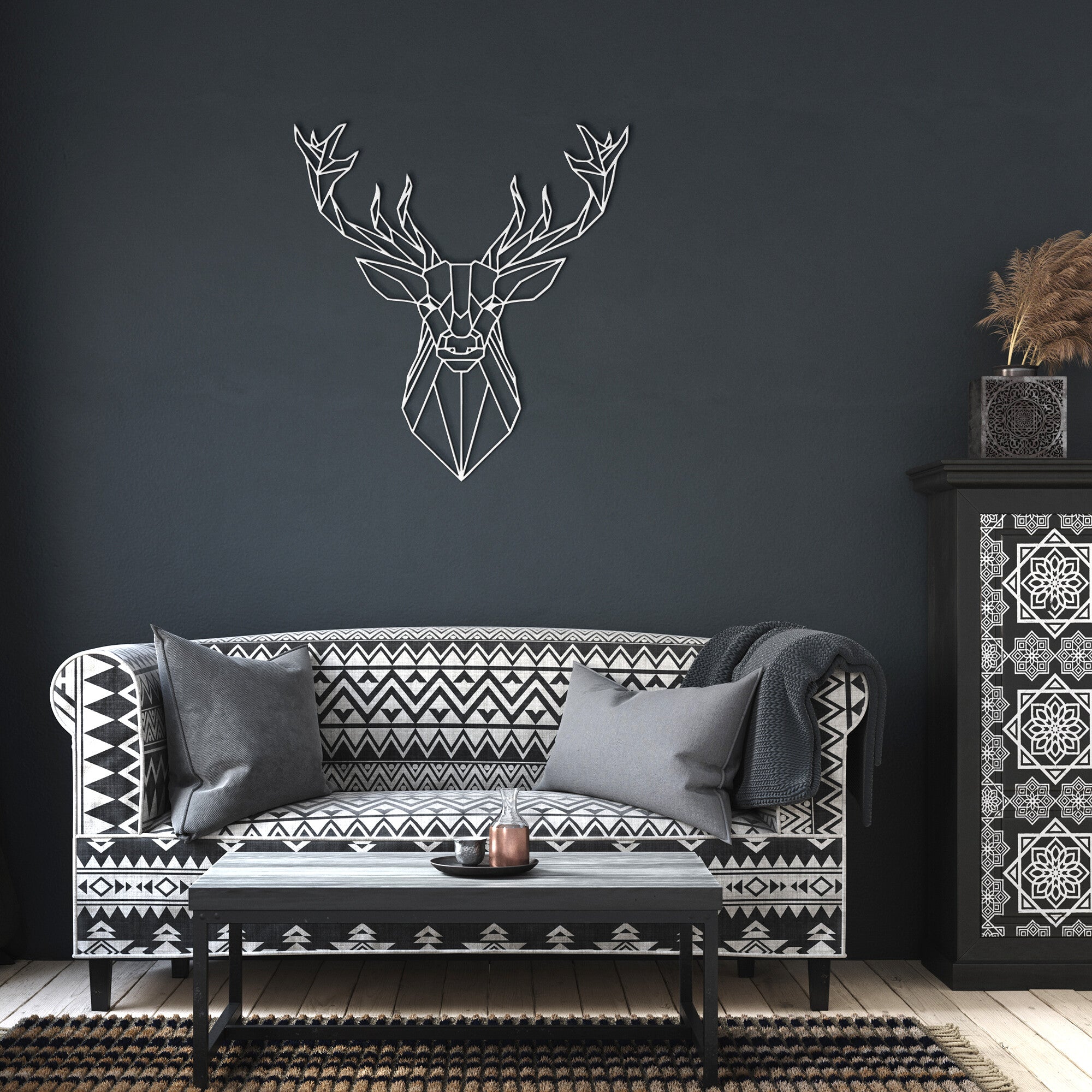 Modern Geometric Deer Metal Wall Art - Handmade Buck Decor for Living Room, Bedroom & Office - Perfect for Rustic, Farmhouse & Nature-Inspired Home Decor