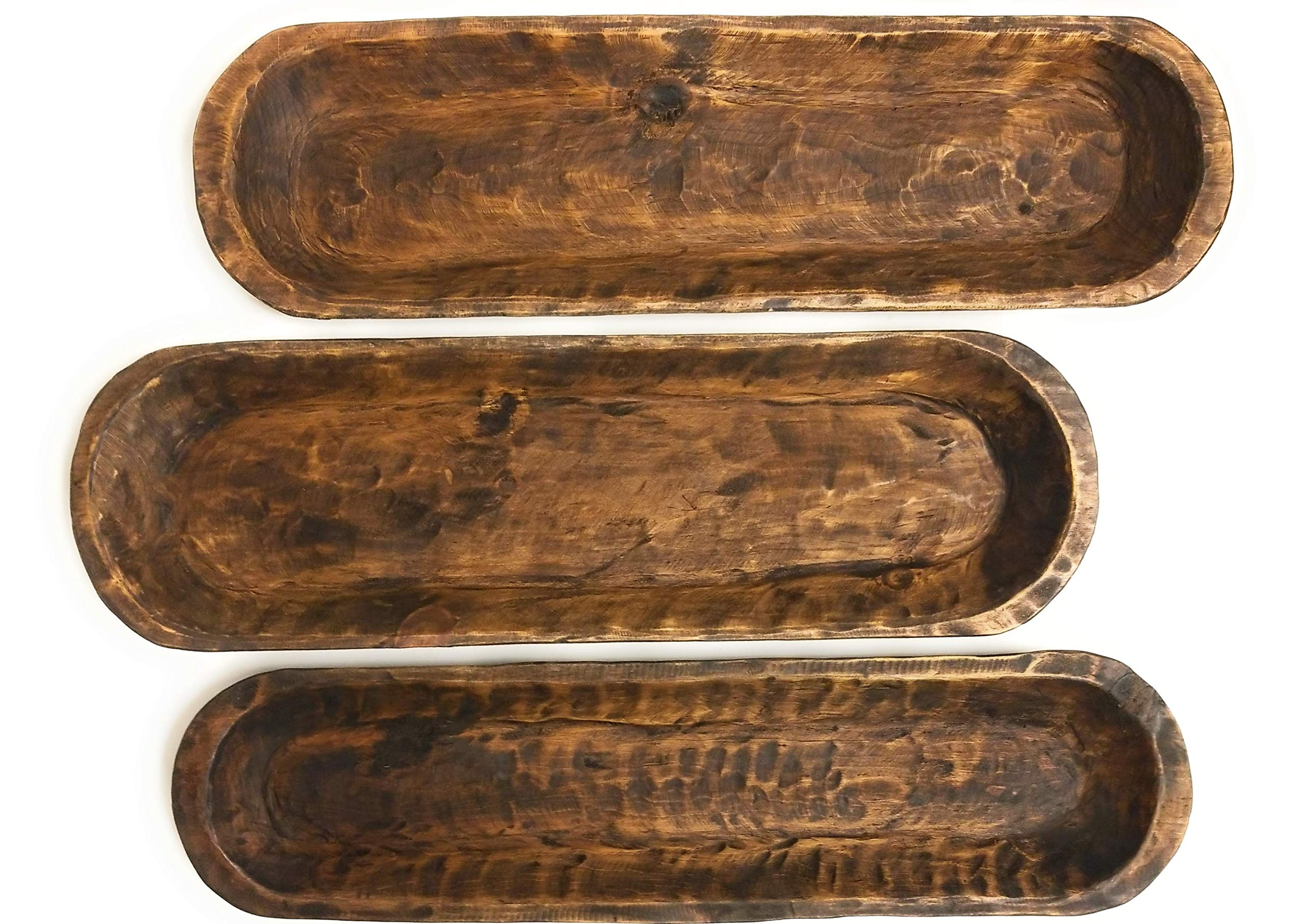 Extra Large Wood Dough Bowl - Extra Long Handcrafted Wooden Decorative Bowl - The Big Bend - Perfect for Farmhouse Decor, Rustic Centerpieces, and Bread Serving