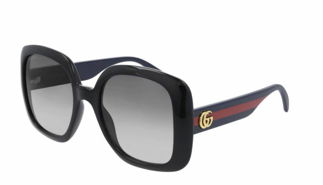 Gucci GG 0713S 001 Black Blue/Gray Gradient Square Women's Sunglasses - UV Protection Fashion Shades for Women, Perfect for Beach, Driving & Outdoor Activities
