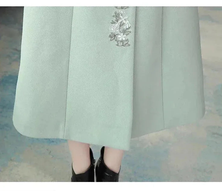 Women's Embroidered Wool Coat - Elegant Winter Overcoat for Women | Perfect for Office, Parties & Cold Weather Fashion