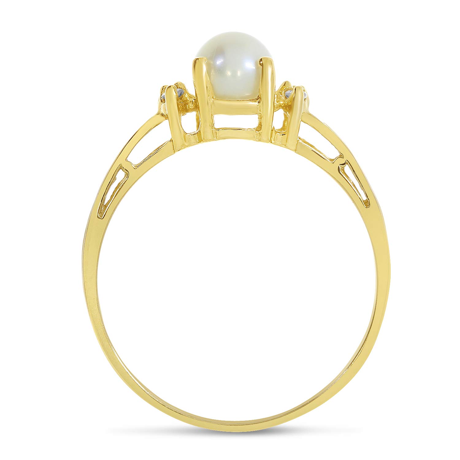 14K Yellow Gold Freshwater Cultured Pearl and Diamond Filigree Ring - Elegant Jewelry for Weddings, Anniversaries & Special Occasions